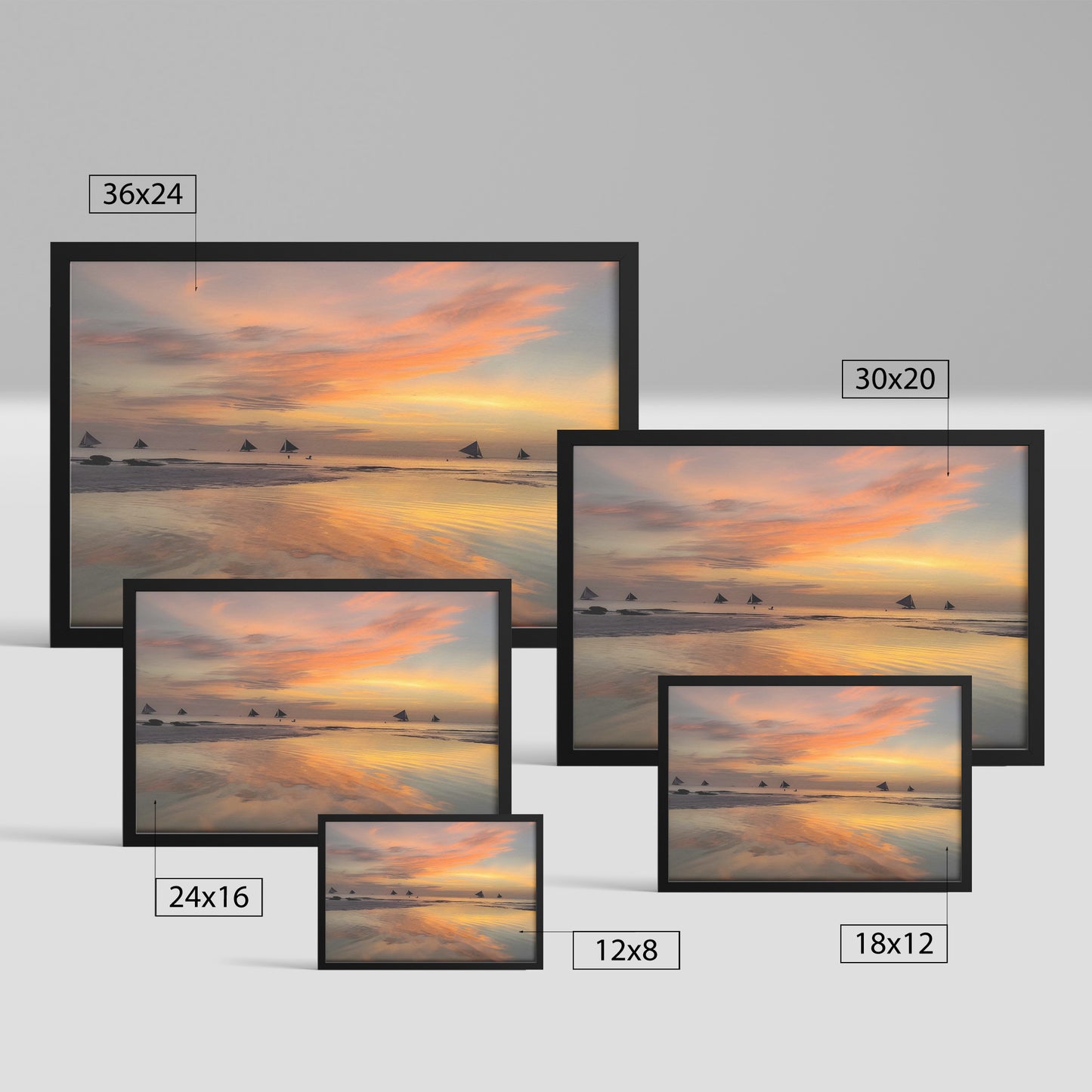 Framed Archival Semi-Gloss Paper / Original Sunset Sails, Boracay's Golden Hour Magic teelaunch