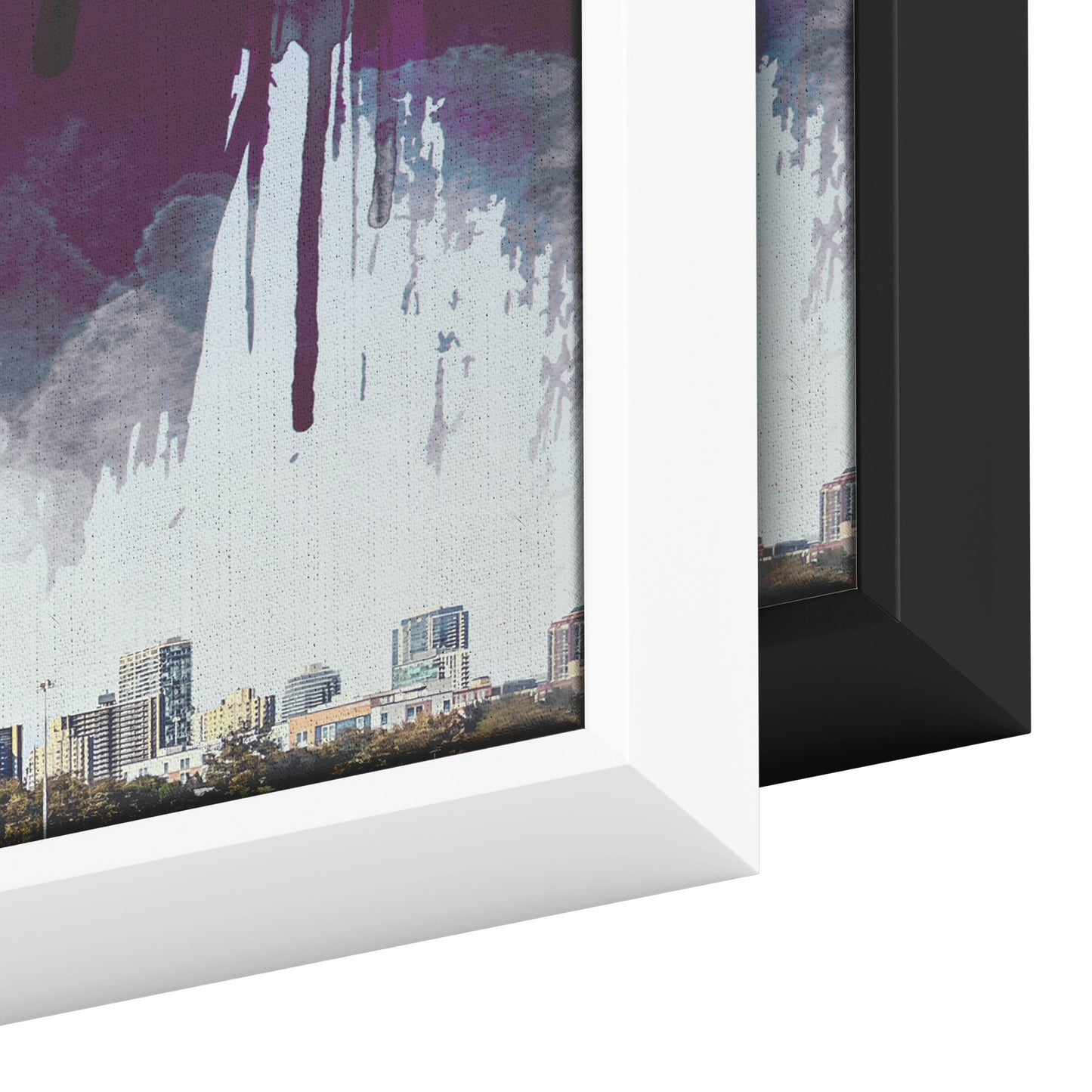 Floater Framed Canvas / Original Chicago City Skyline with Digital Brushstrokes teelaunch