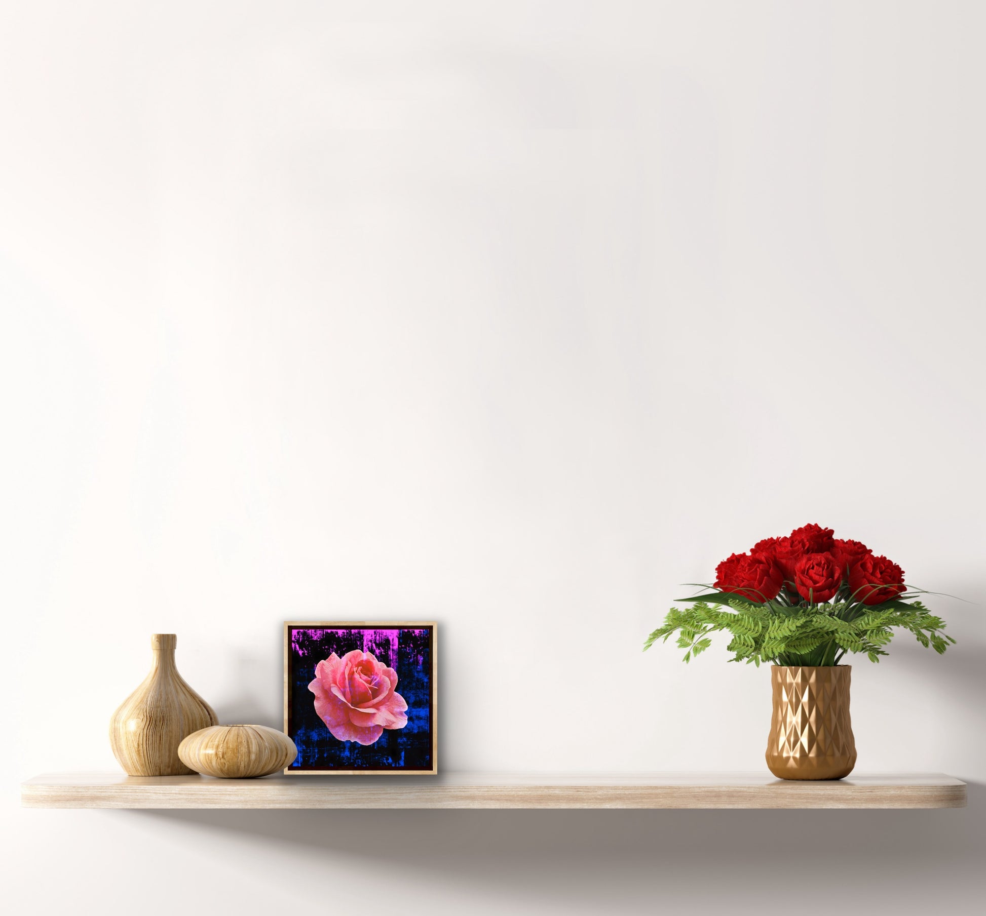 Rose Art Print Original Photography with Color Splashed background by Maria Desnoyers. ByZo Art