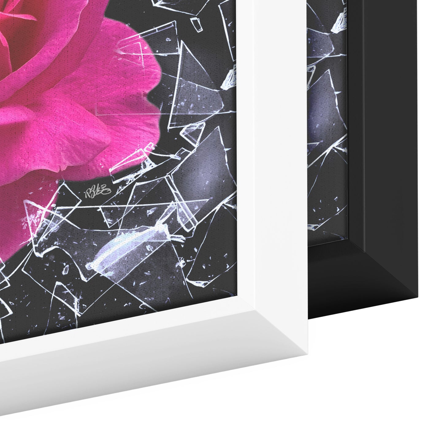 Square Framed Canvas - "You Can't Stop Me" Breaking Free Rose Shatters Ice teelaunch