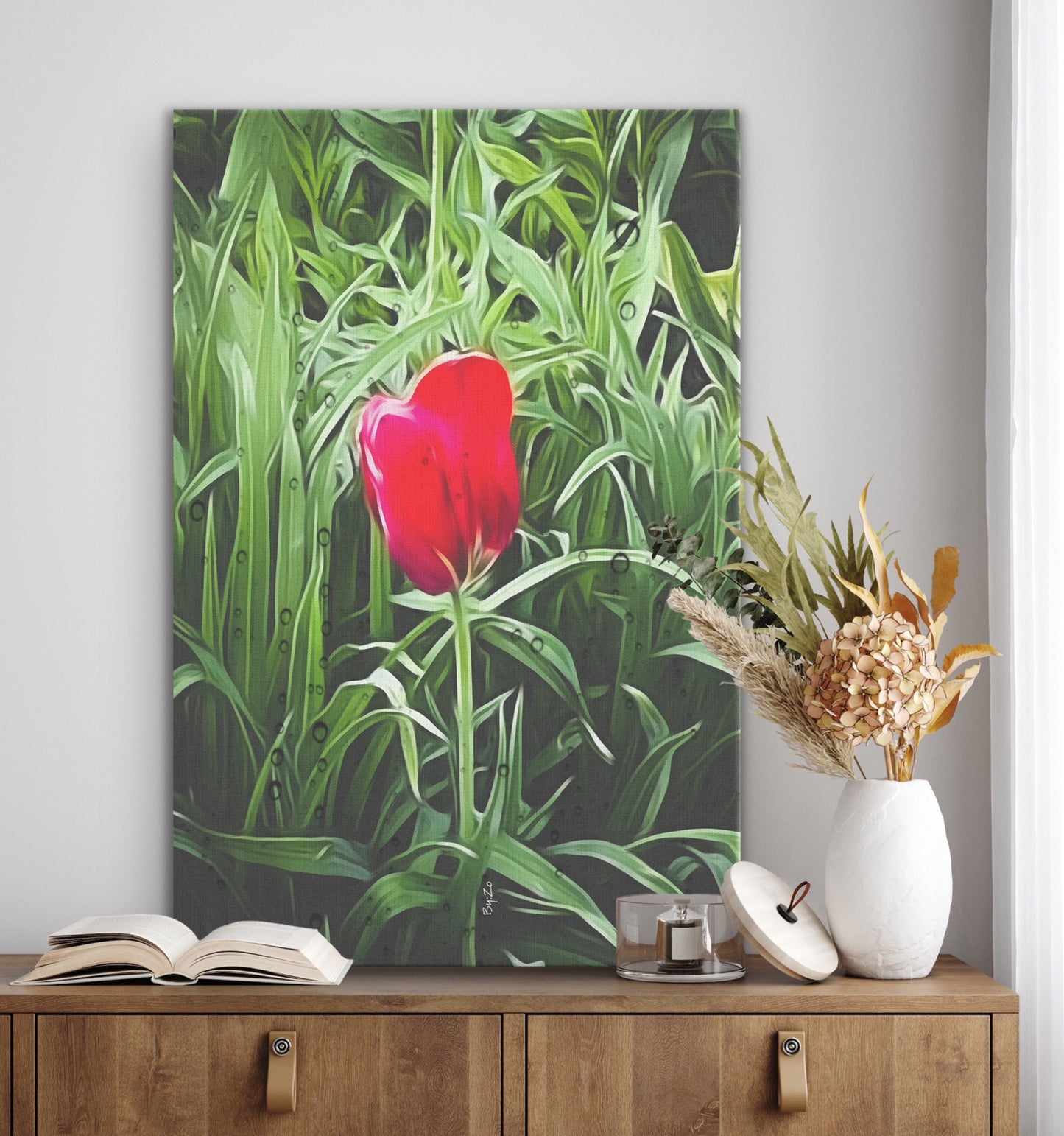 Wrapped Canvas Tulip and Rain Drops Original Photography/Digital Art teelaunch By:Zo®
