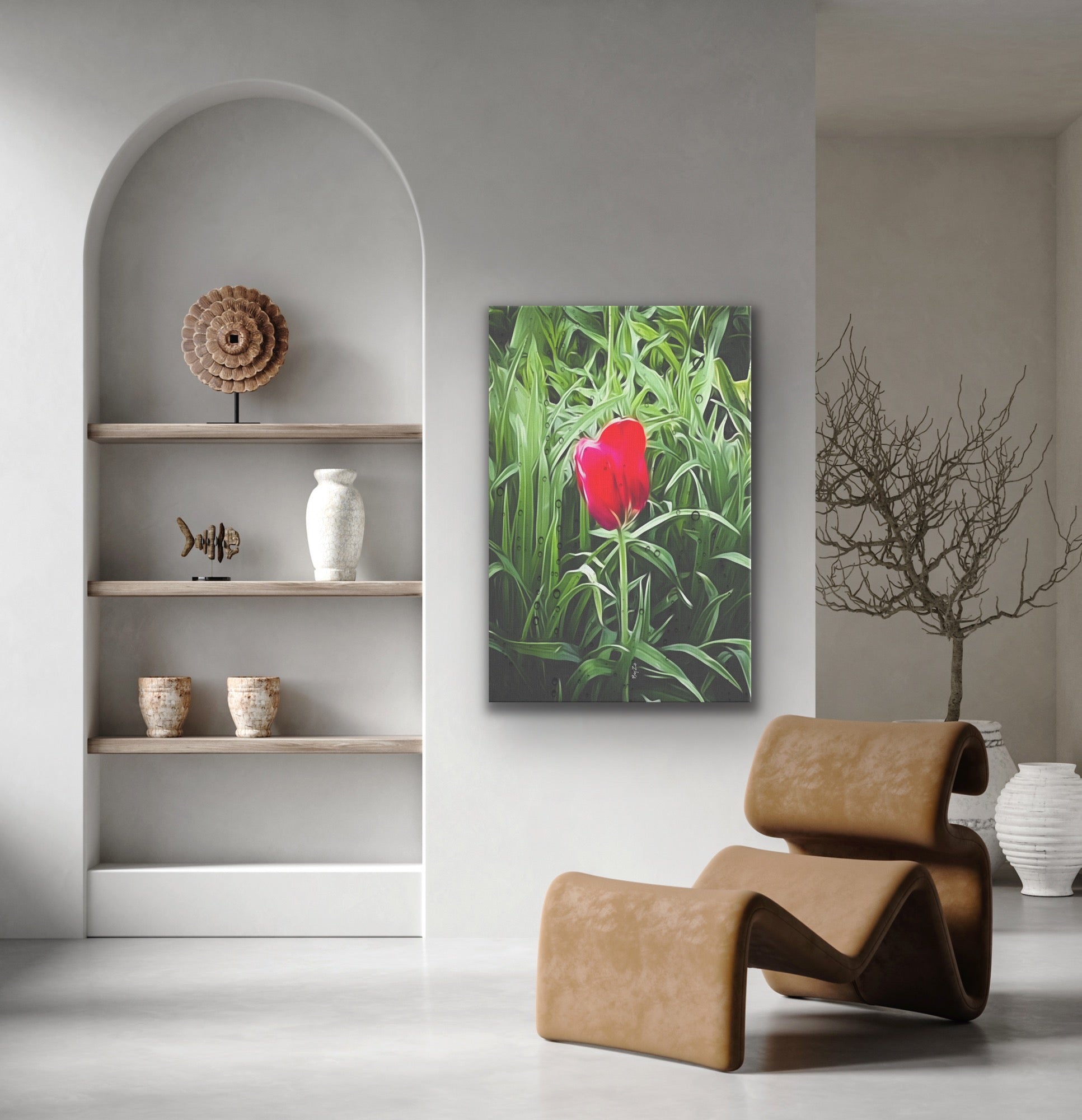 Wrapped Canvas Tulip and Rain Drops Original Photography/Digital Art teelaunch By:Zo®