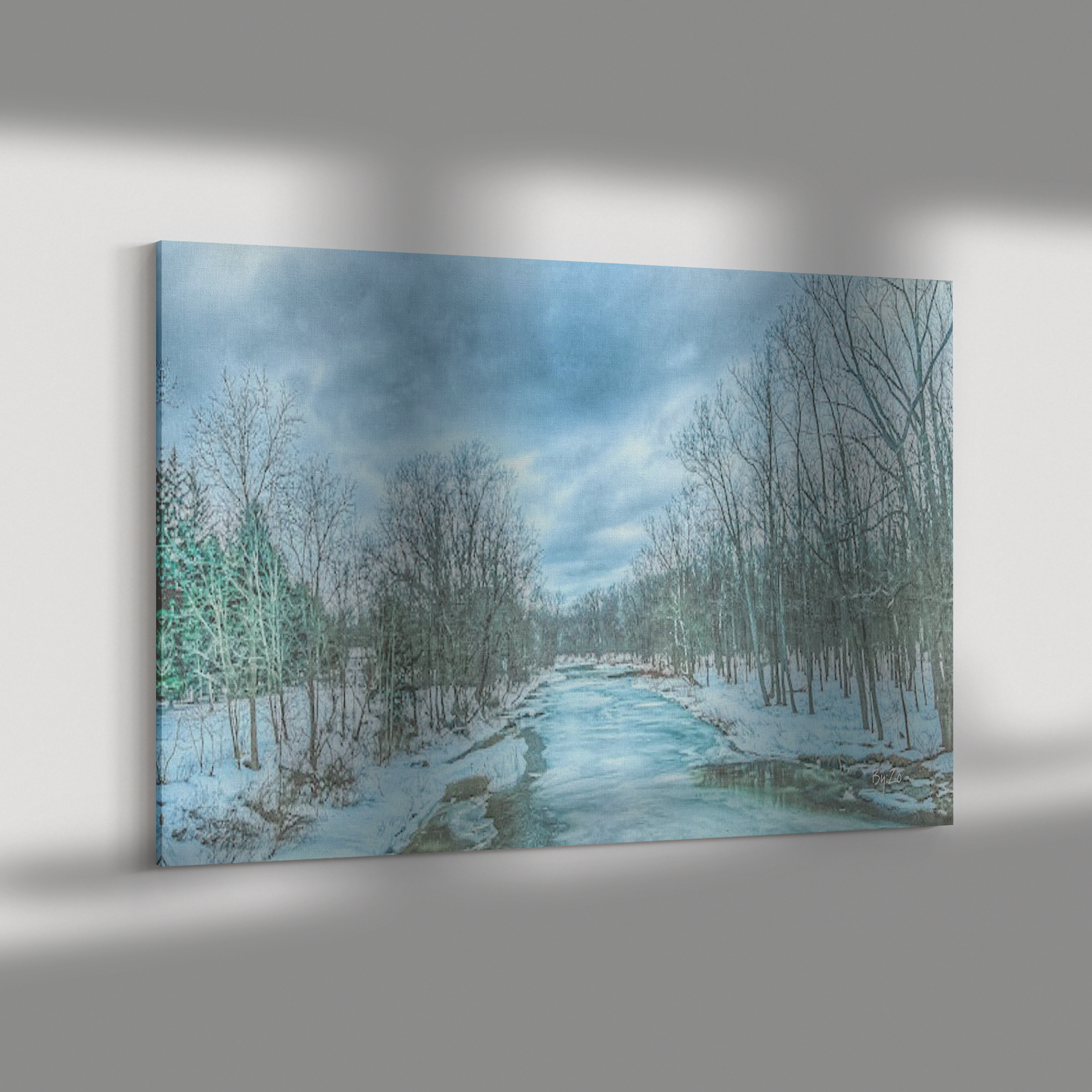 Wrapped Canvas, "Frozen Winter River" Original Fine Art Photography teelaunch