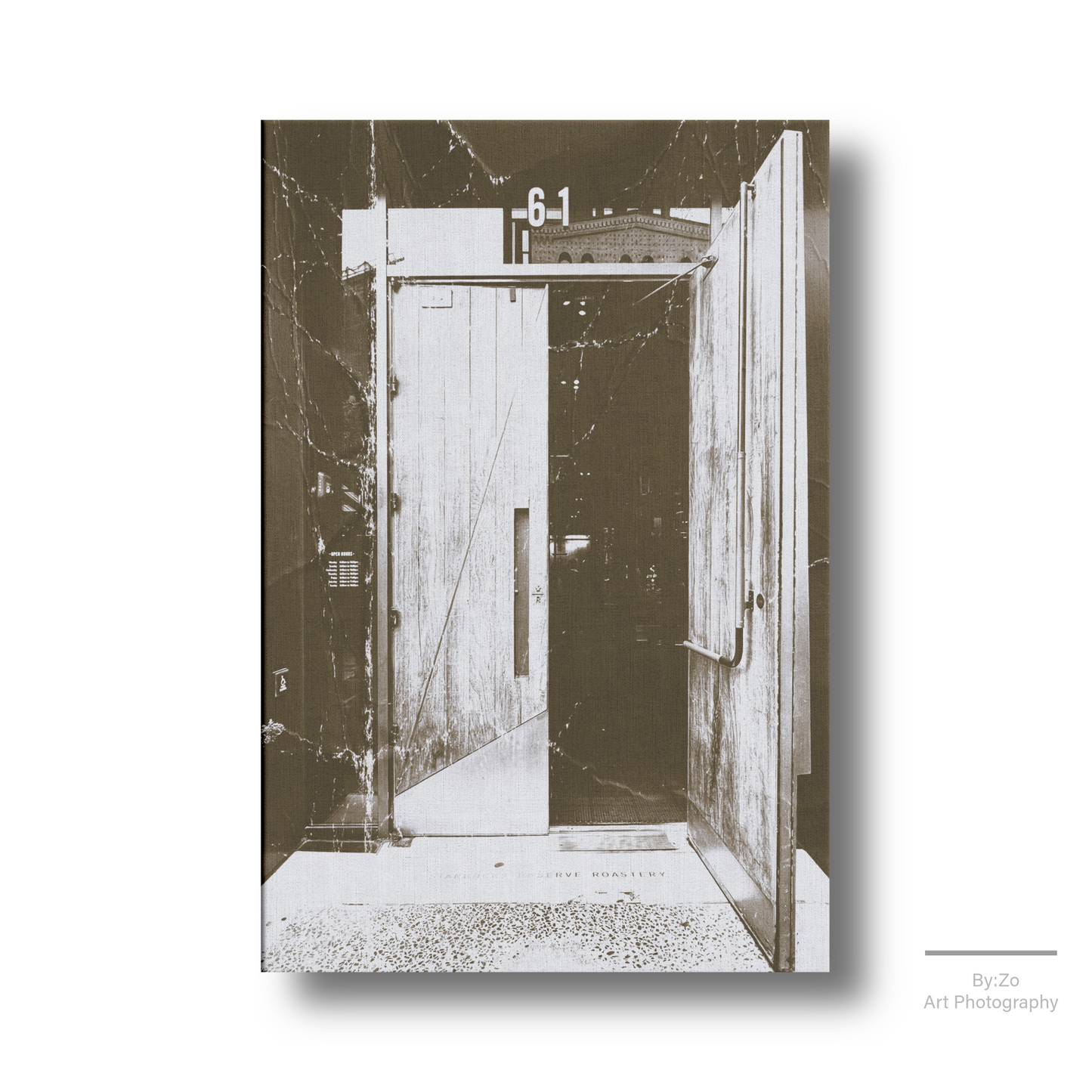 Wrapped Canvas "The Charm of a City That Never Sleeps, One Door at a Time" NYC teelaunch