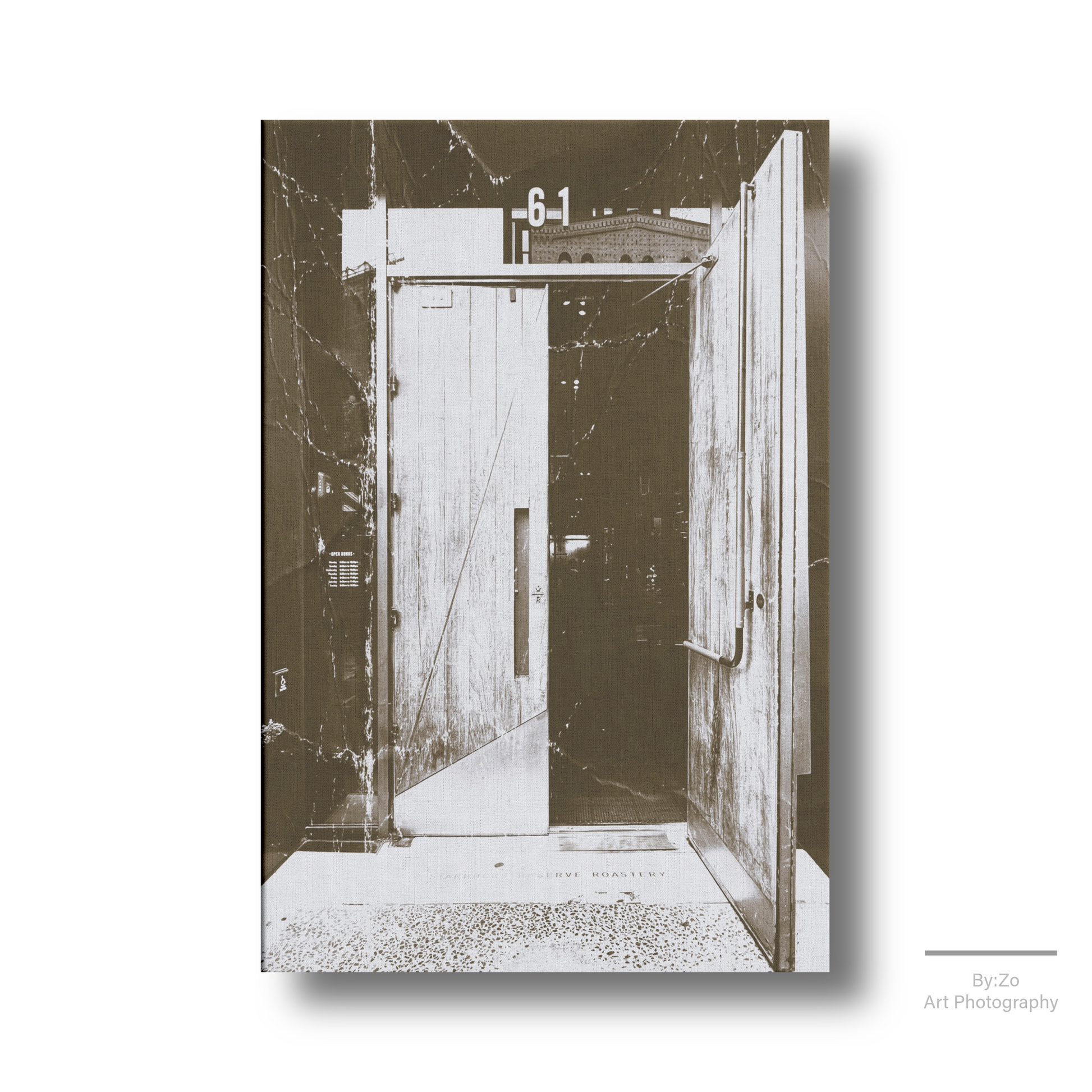 Wrapped Canvas "The Charm of a City That Never Sleeps, One Door at a Time" NYC teelaunch