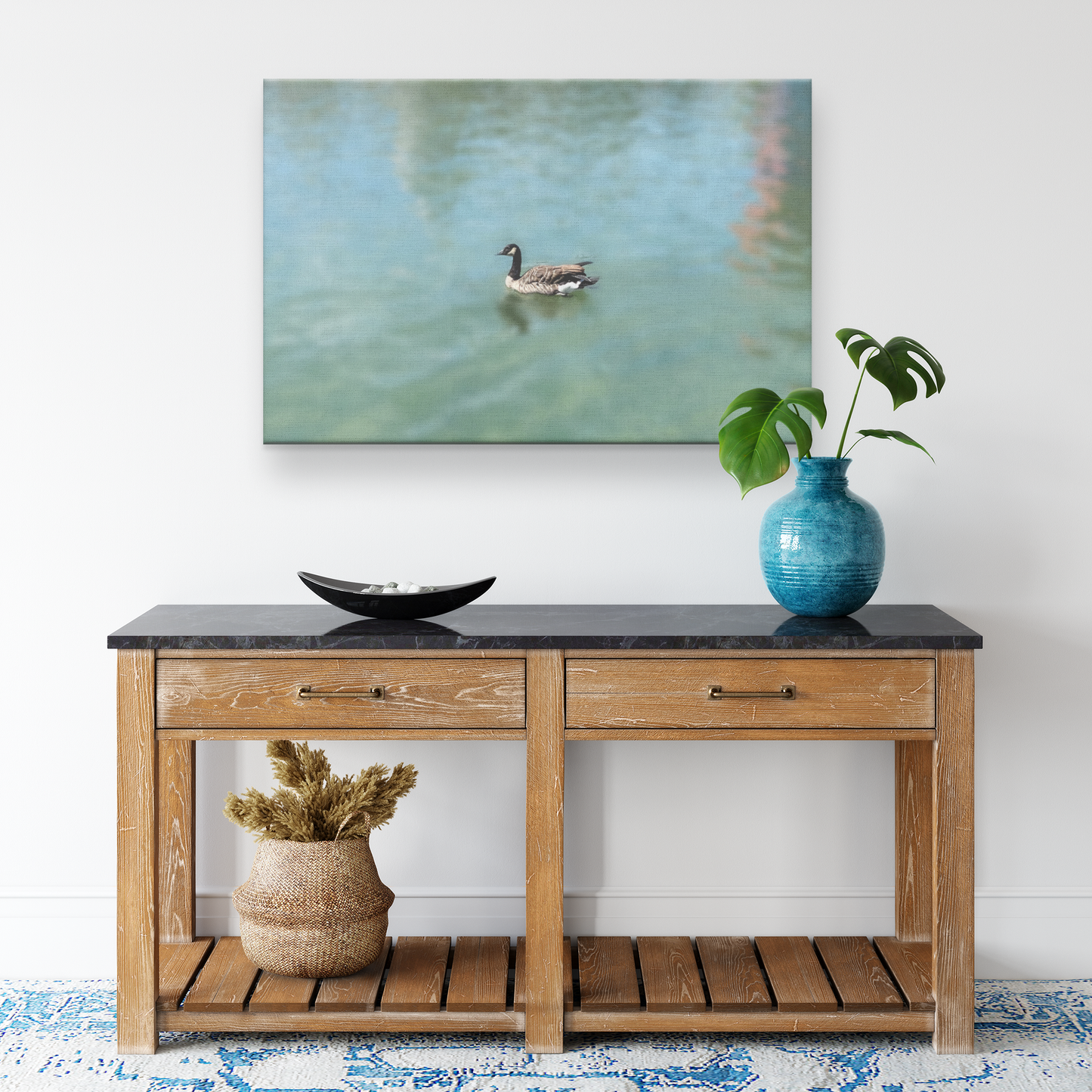 Wrapped_Canvas_Print_Serene_Duck_on_a_P_H_Rectangle_Smaller_Lifestyle_Mockup.png