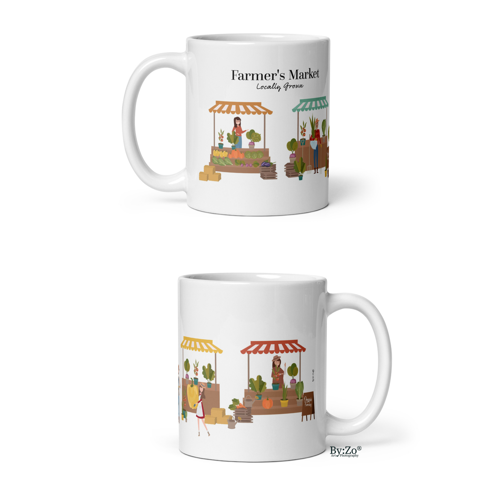 Organic Farmer's Market Locally Grown White glossy mug - By:Zo