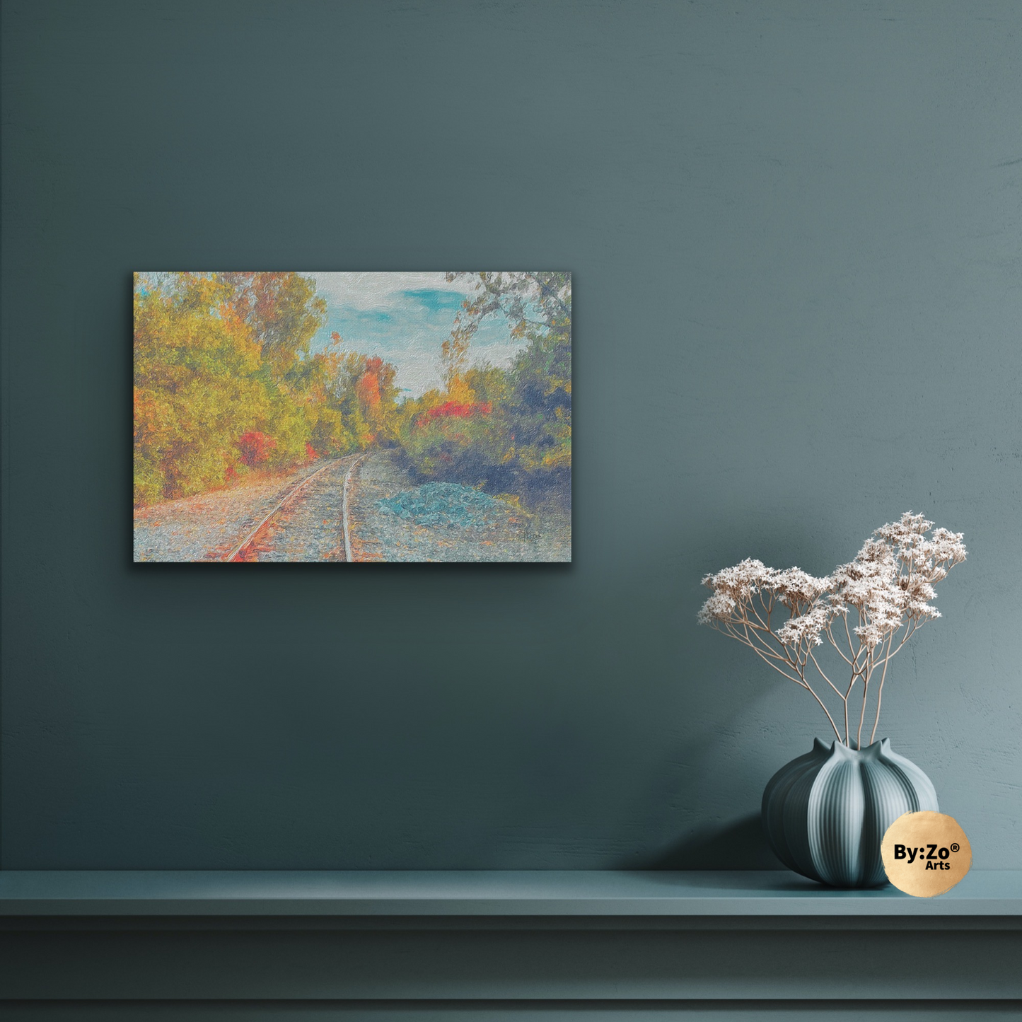 AUTUMN  RAILWAYS and SKIES By:Zo art - By:Zo