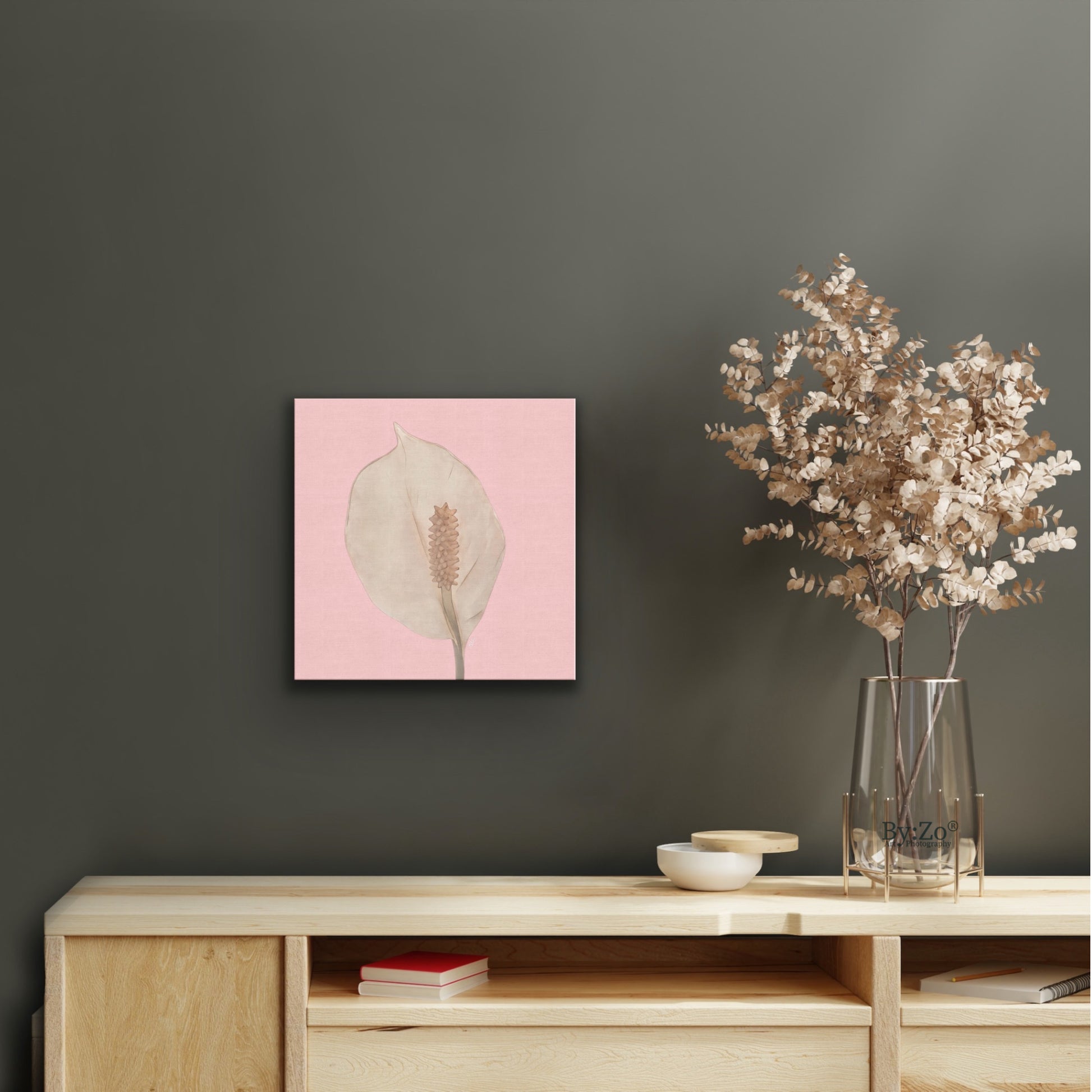 Peace Lily Pastel Colors on Square Wrapped Canvas - By:Zo