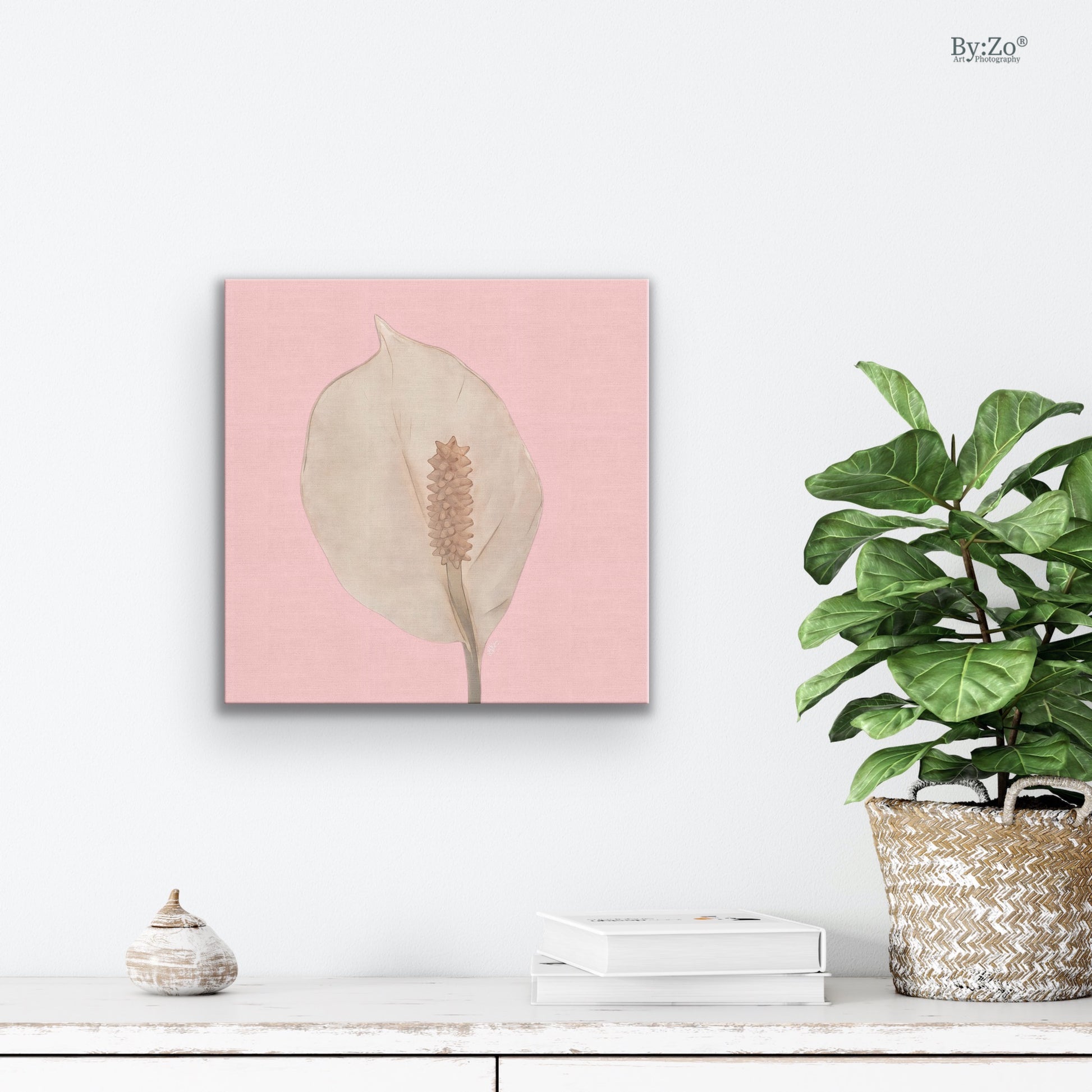 Peace Lily Pastel Colors on Square Wrapped Canvas - By:Zo