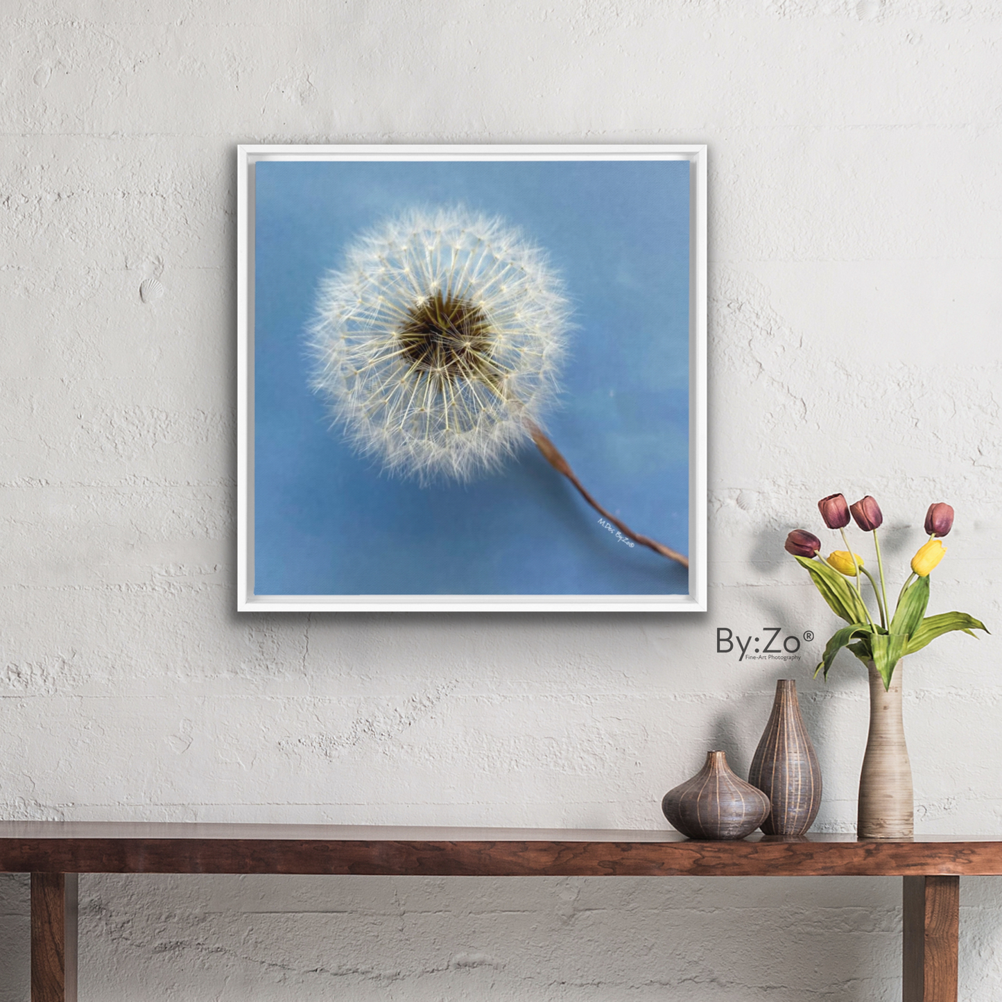 Wall Art Dandelion Make-a-Wish Make-Magic Original Art on Framed Canvas Floater Fine-Art Photography  By:Zo® - By:Zo