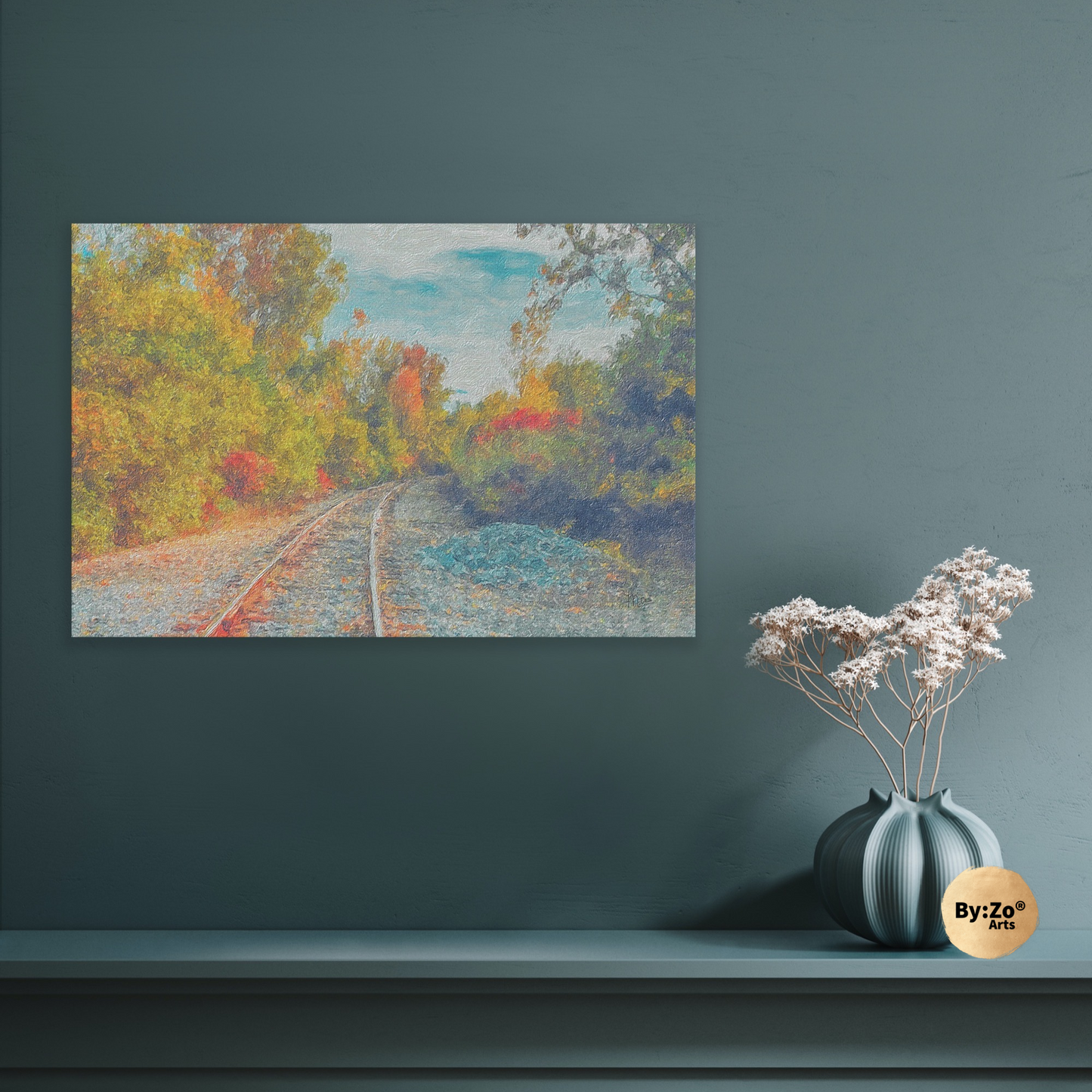 AUTUMN  RAILWAYS and SKIES By:Zo art - By:Zo