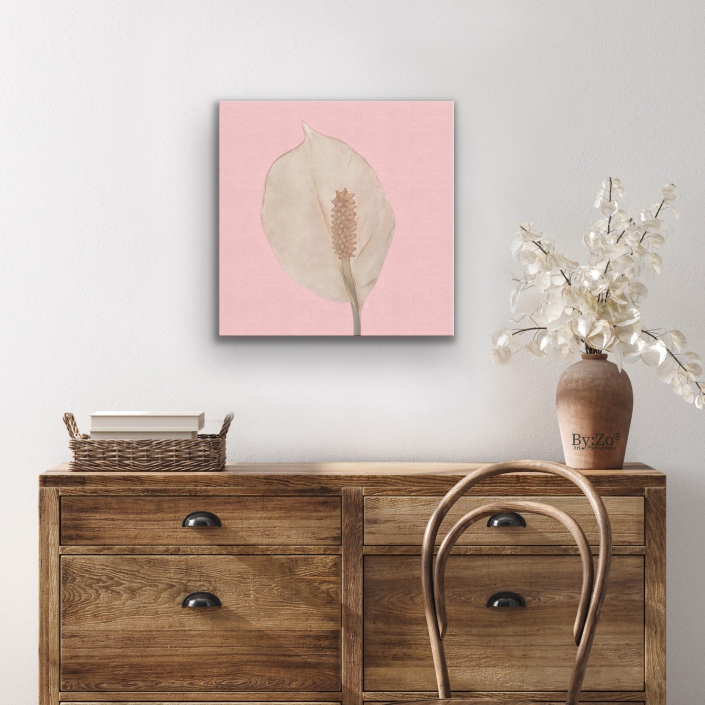 Peace Lily Pastel Colors on Square Wrapped Canvas - By:Zo