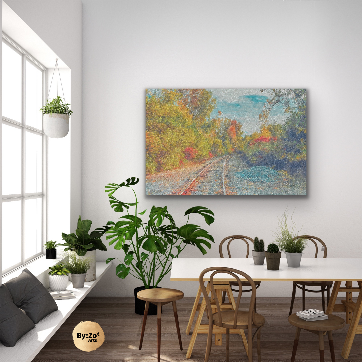 AUTUMN  RAILWAYS and SKIES By:Zo art - By:Zo