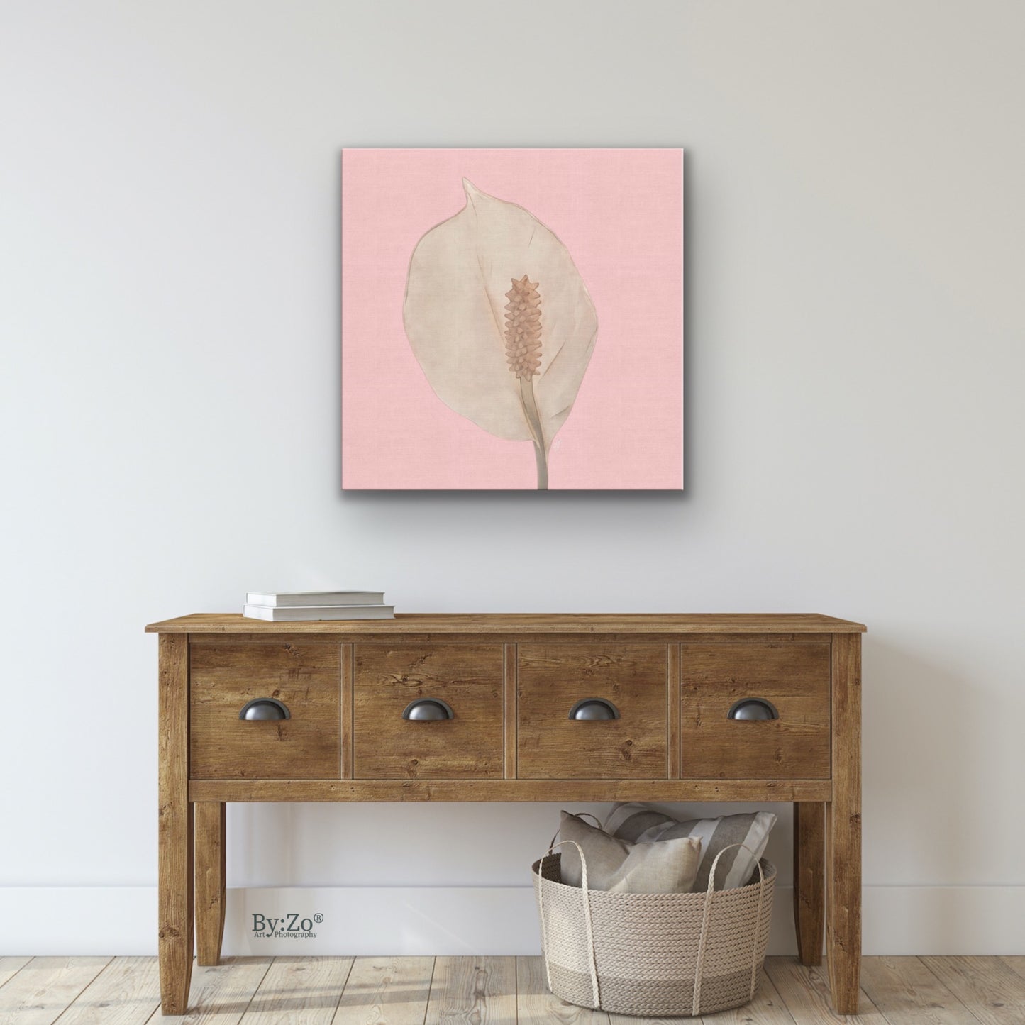 Peace Lily Pastel Colors on Square Wrapped Canvas - By:Zo