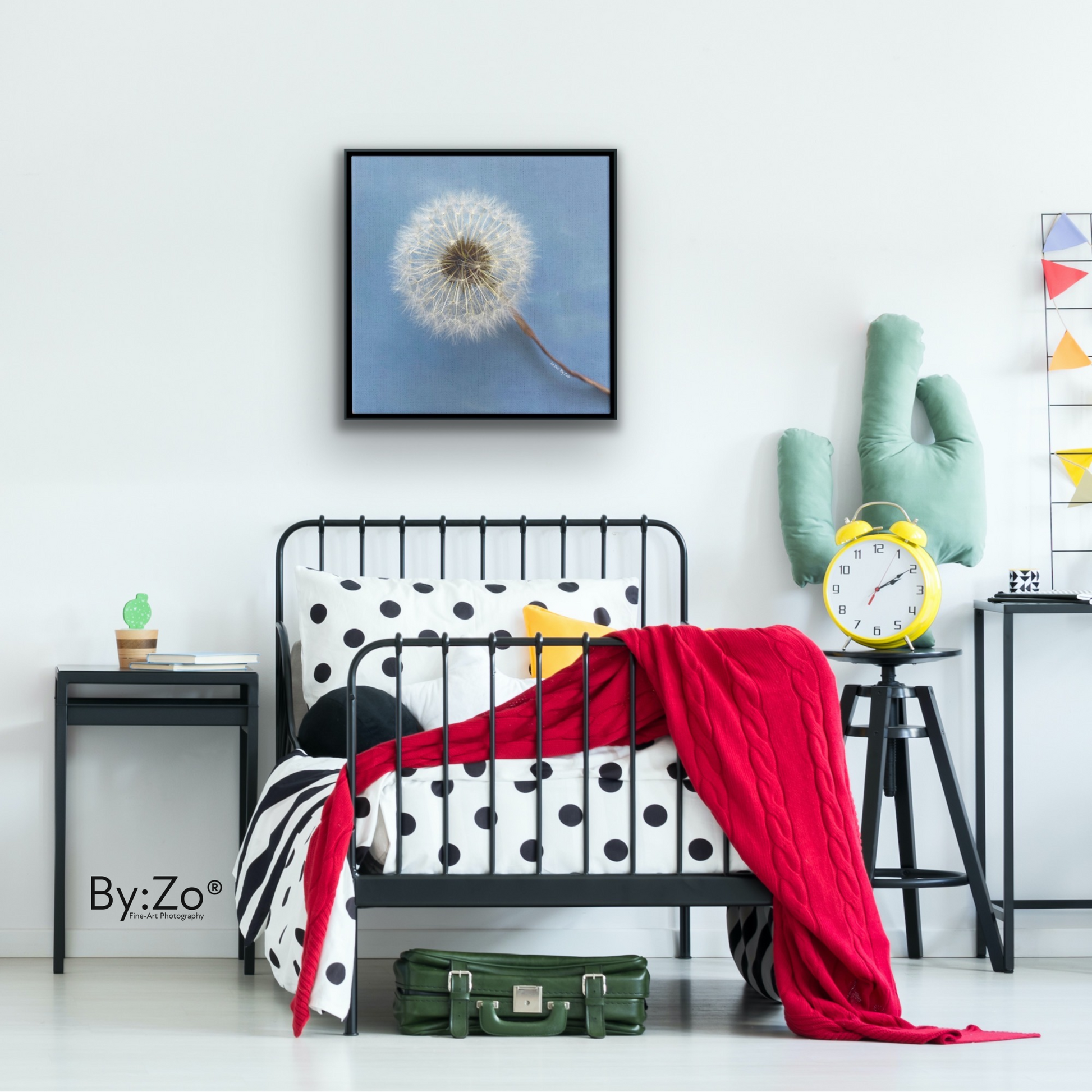 Wall Art Dandelion Make-a-Wish Make-Magic Original Art on Framed Canvas Floater Fine-Art Photography  By:Zo® - By:Zo