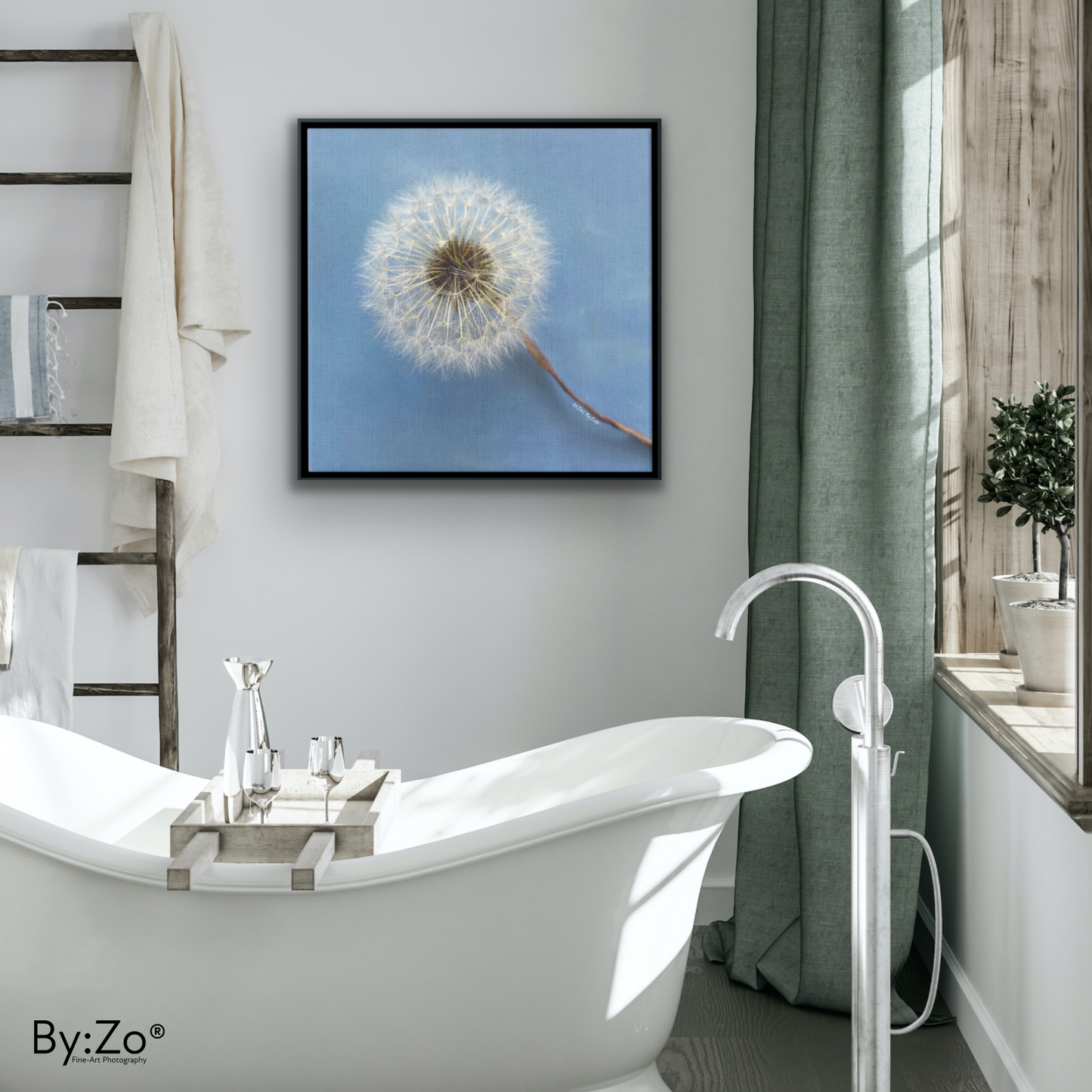 Wall Art Dandelion Make-a-Wish Make-Magic Original Art on Framed Canvas Floater Fine-Art Photography  By:Zo® - By:Zo