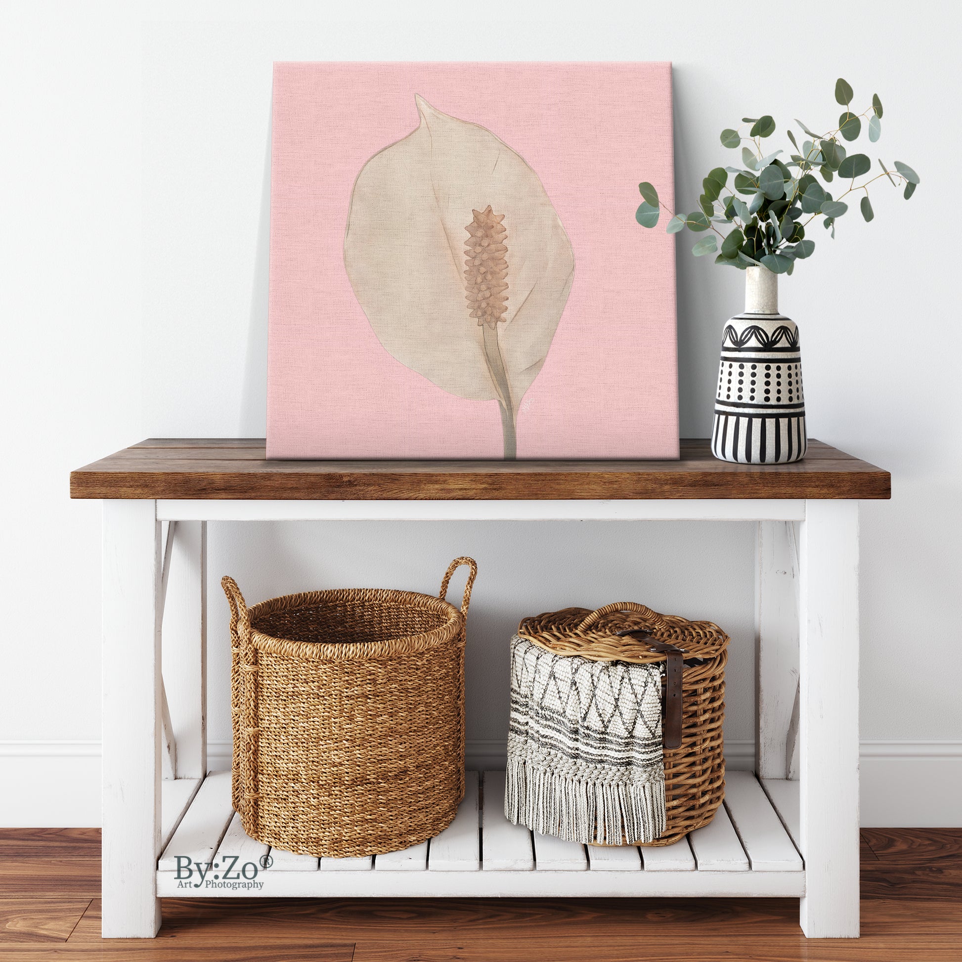 Peace Lily Pastel Colors on Square Wrapped Canvas - By:Zo