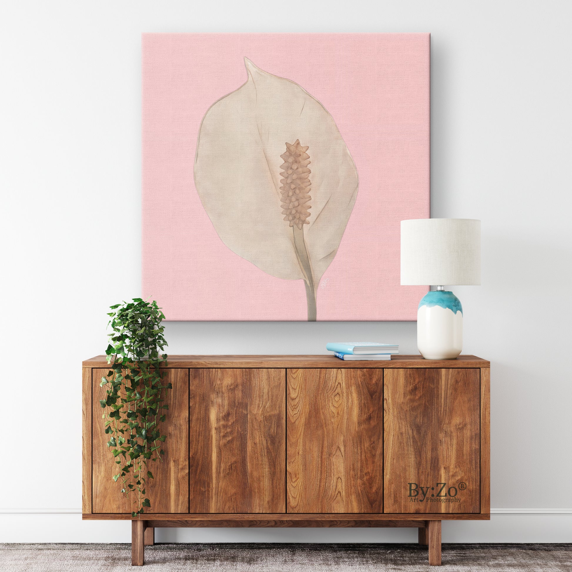 Peace Lily Pastel Colors on Square Wrapped Canvas - By:Zo