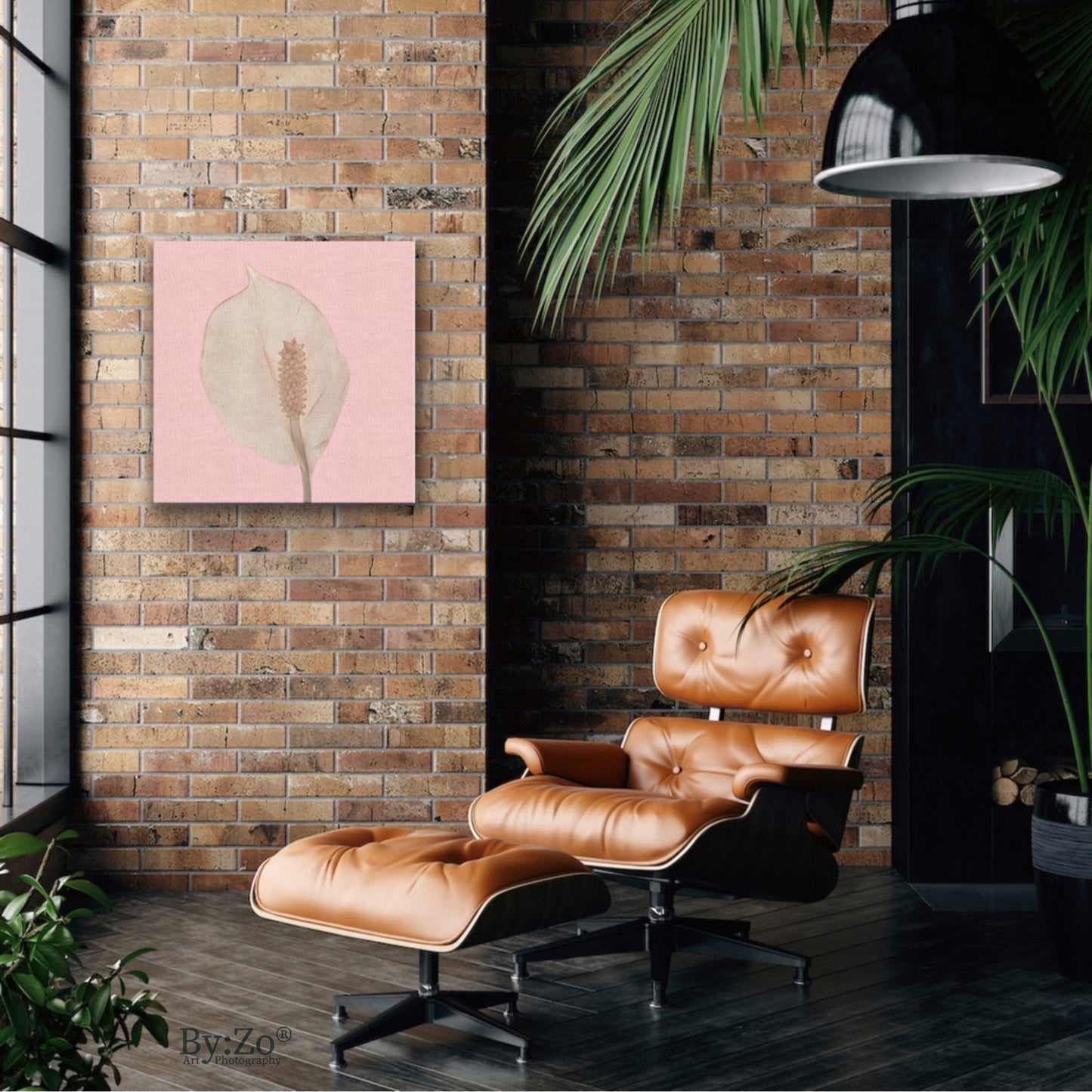 Peace Lily Pastel Colors on Square Wrapped Canvas - By:Zo