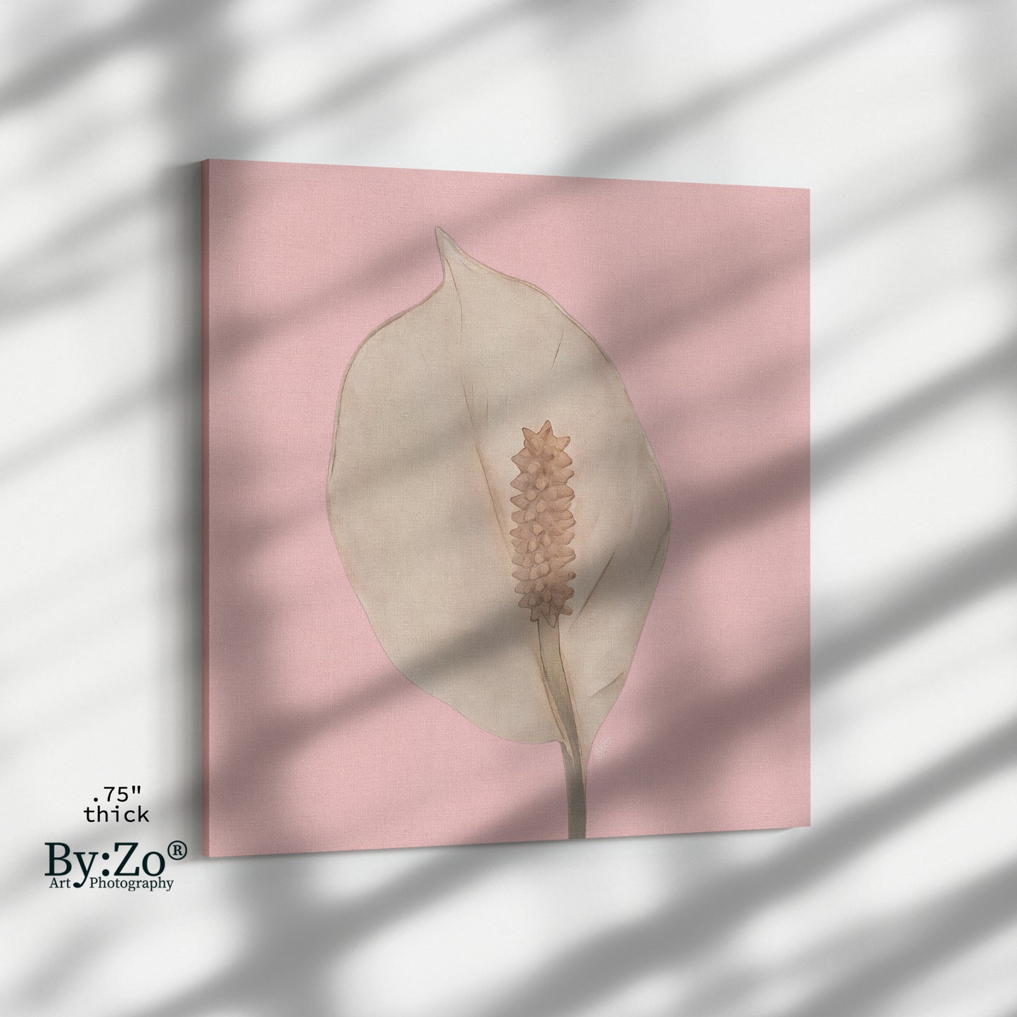 Peace Lily Pastel Colors on Square Wrapped Canvas - By:Zo
