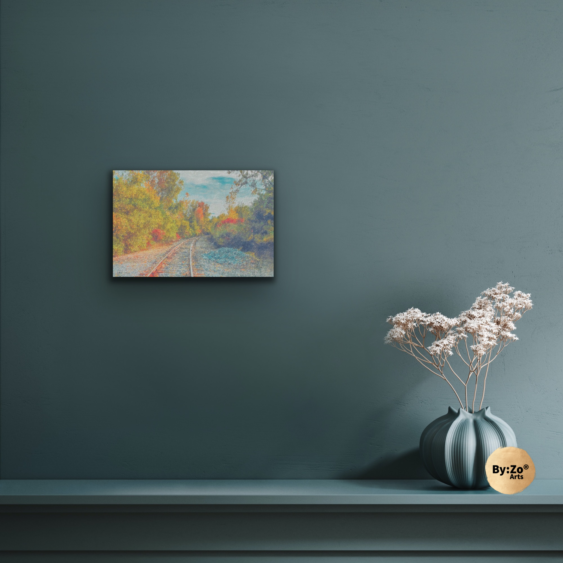 AUTUMN  RAILWAYS and SKIES By:Zo art - By:Zo