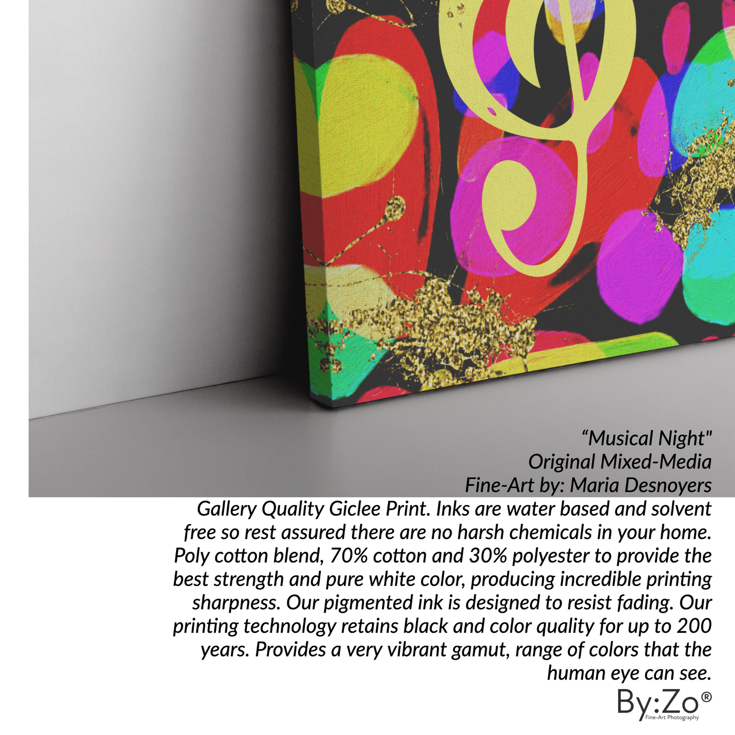 Musical Night Original Mixed-Media Gallery Quality Canvas Print By:Zo Arts - By:Zo