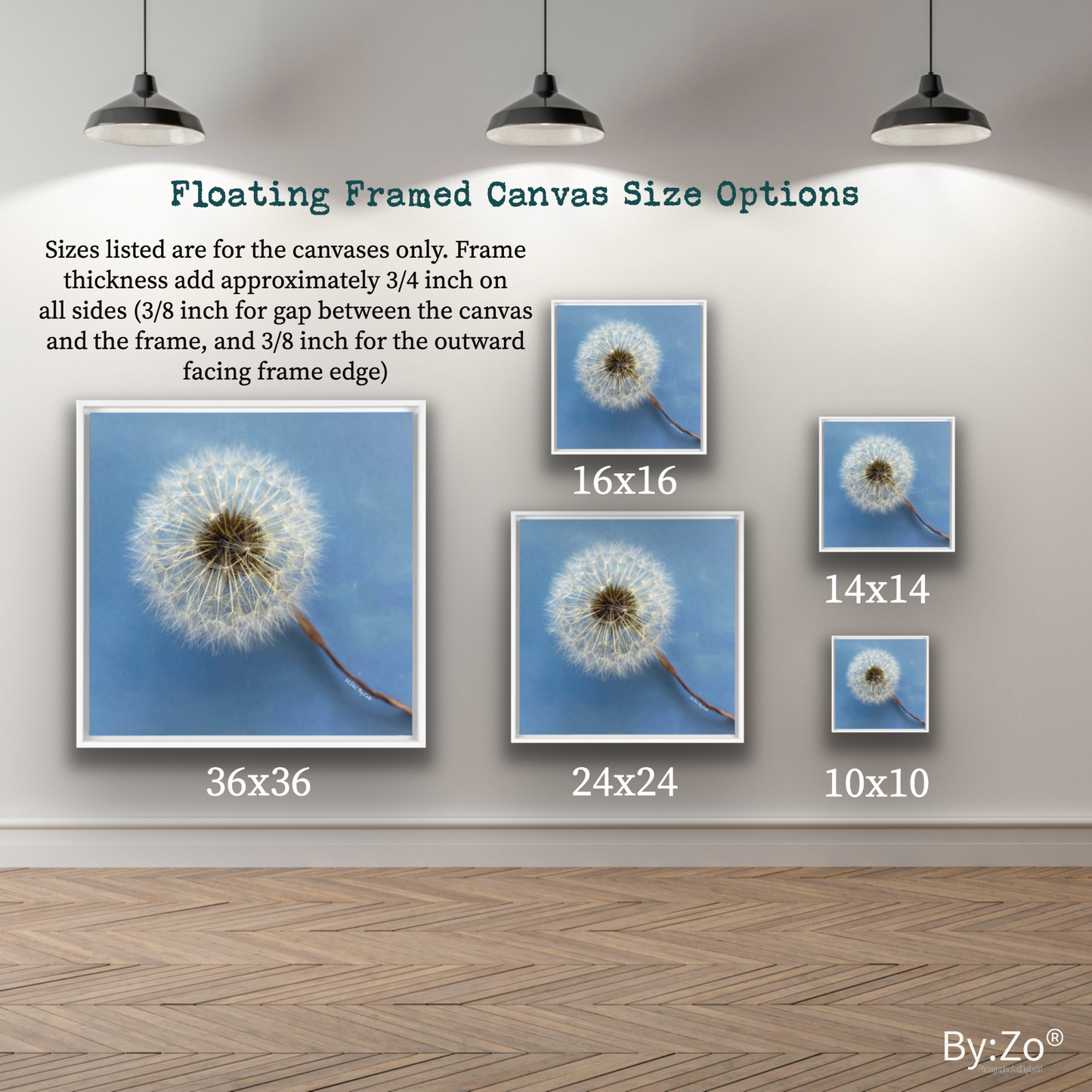 Wall Art Dandelion Make-a-Wish Make-Magic Original Art on Framed Canvas Floater Fine-Art Photography  By:Zo® - By:Zo