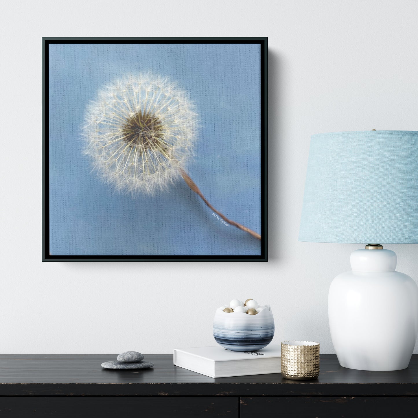 Wall Art Dandelion Make-a-Wish Make-Magic Original Art on Framed Canvas Floater Fine-Art Photography  By:Zo® - By:Zo