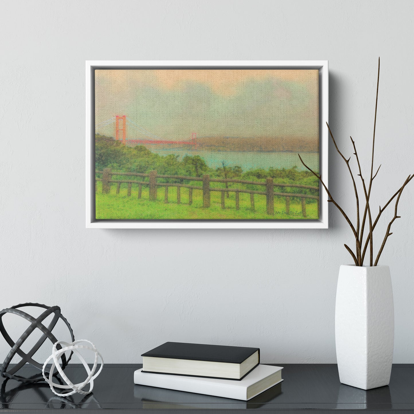 Wall Art Japan Landscape Hirado Bridge View Nagasaki Province on Floating Framed Canvas Fine-Art Photogrtaphy by: Maria Desnoyers By:Zo® - By:Zo