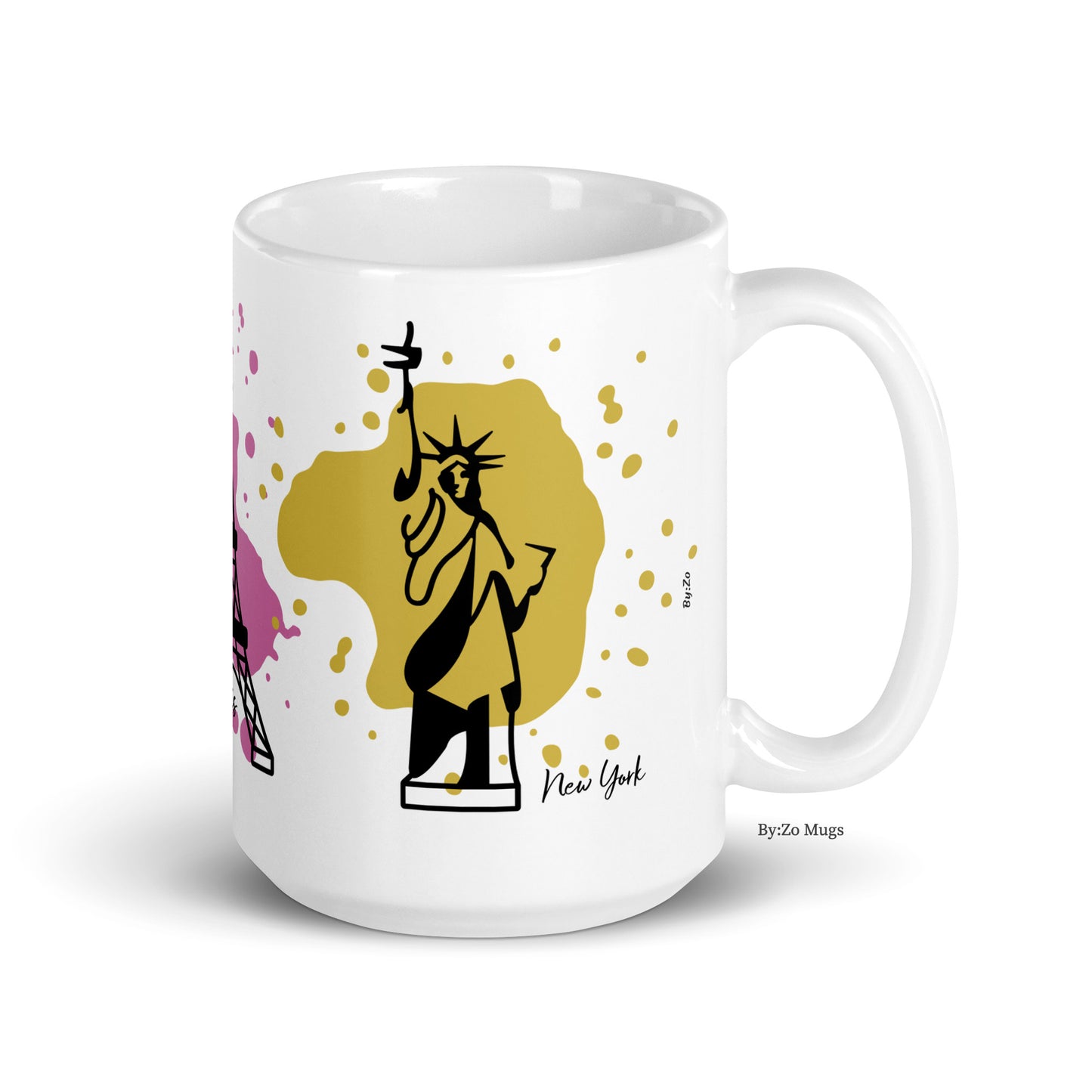 London Paris New York White Ceramic Mug - By:Zo