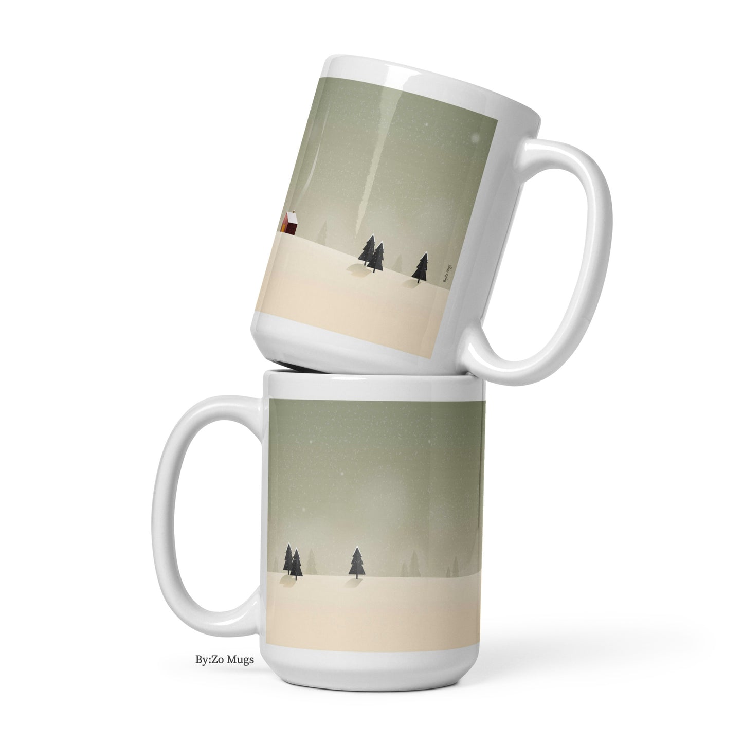 Winter Countryside Landscape White Ceramic Mug - By:Zo