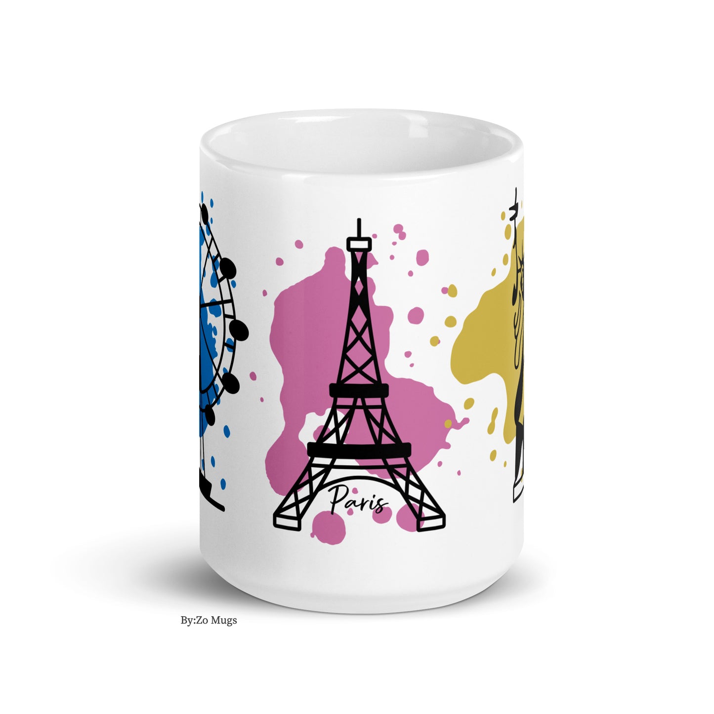 London Paris New York White Ceramic Mug - By:Zo