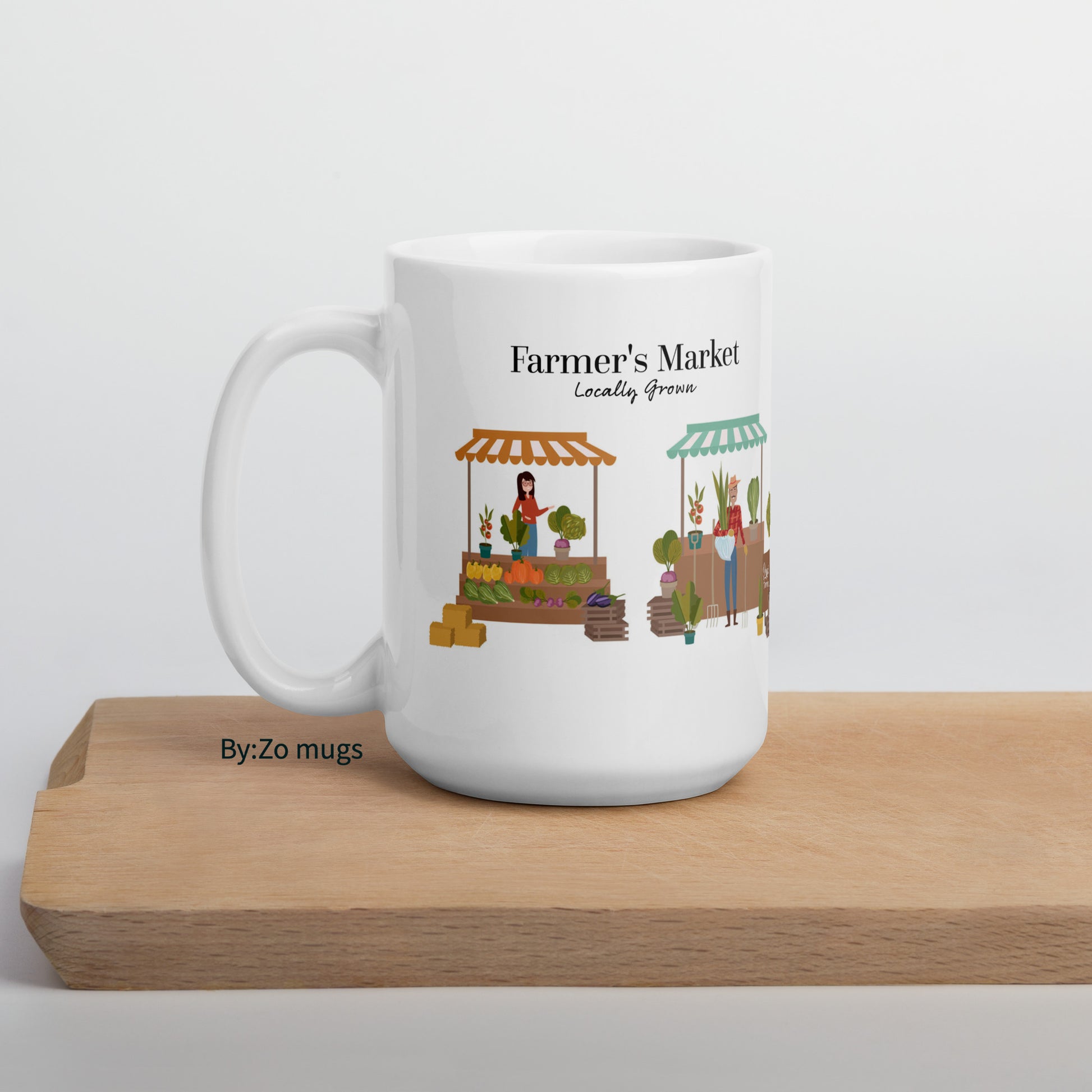 Organic Farmer's Market Locally Grown White glossy mug - By:Zo