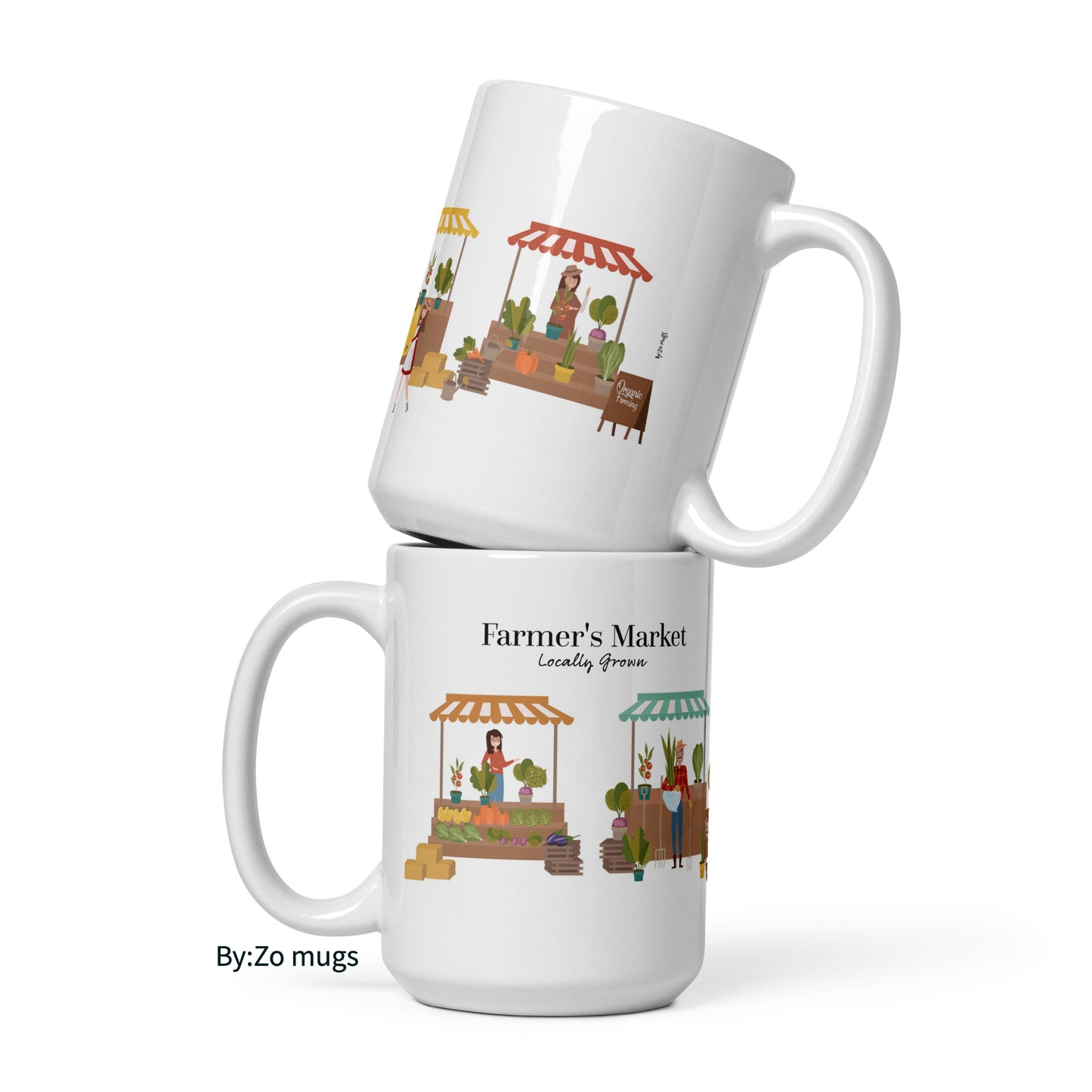 Organic Farmer's Market Locally Grown White glossy mug - By:Zo