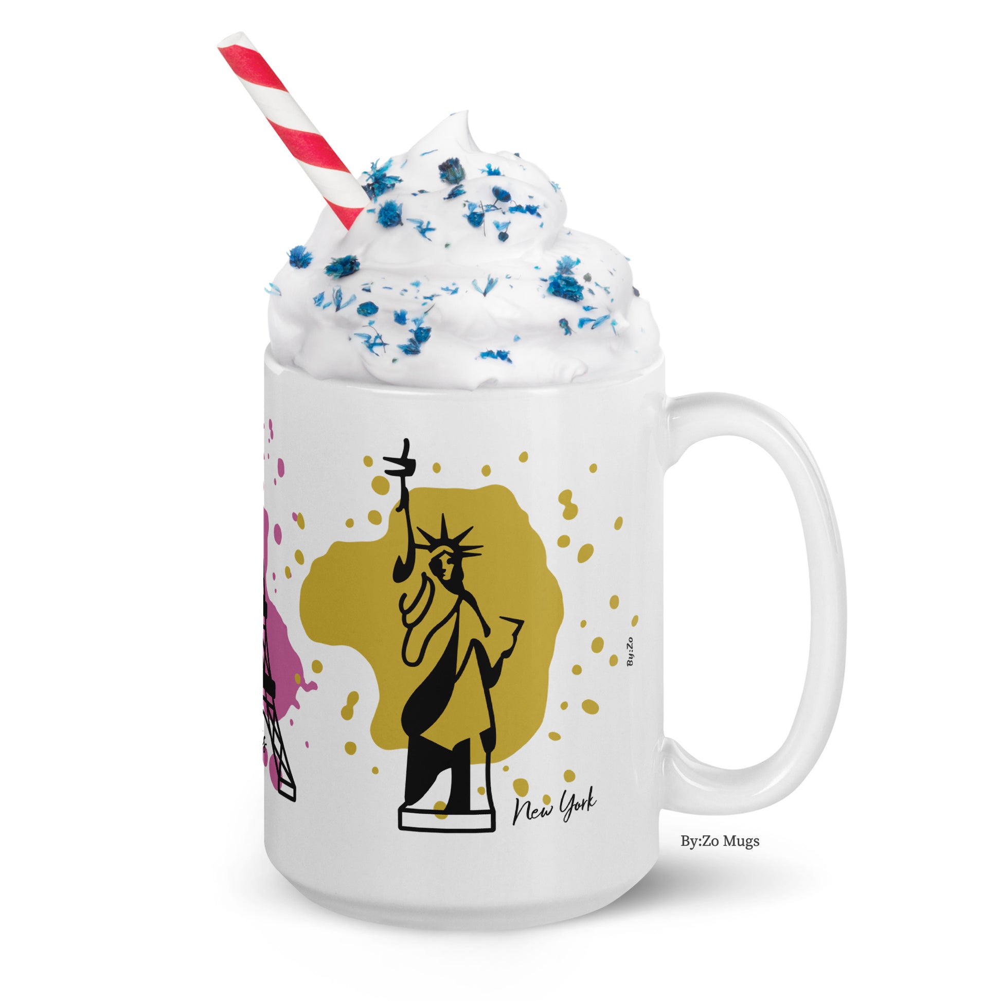 London Paris New York White Ceramic Mug - By:Zo