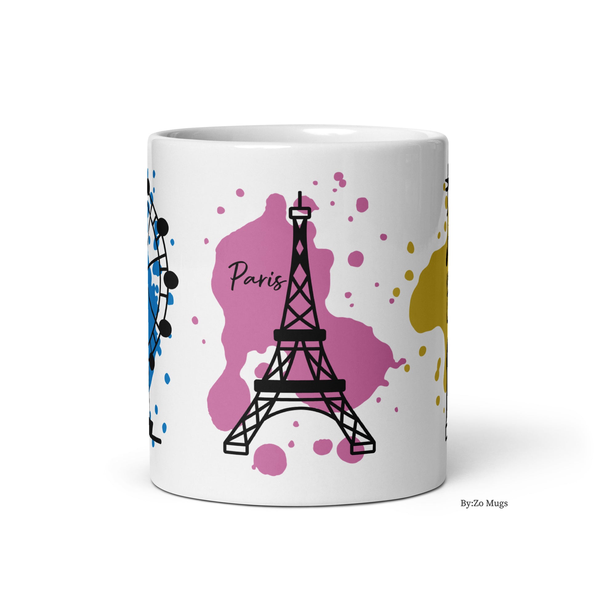 London Paris New York White Ceramic Mug - By:Zo