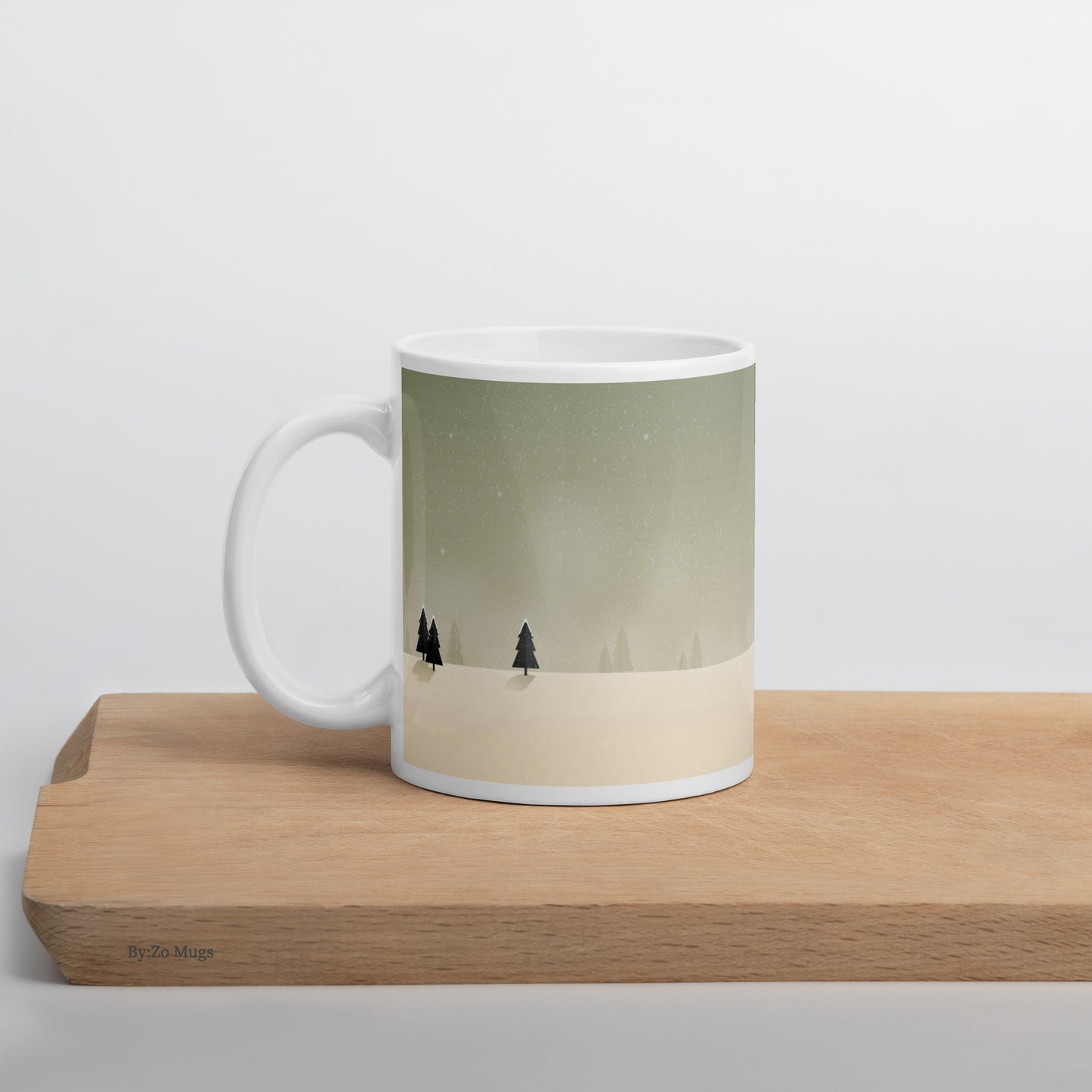 Winter Countryside Landscape White Ceramic Mug - By:Zo