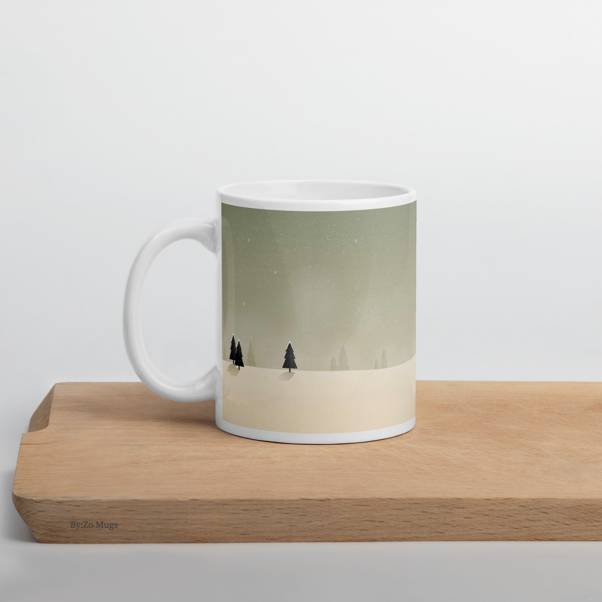 Winter Countryside Landscape White Ceramic Mug - By:Zo