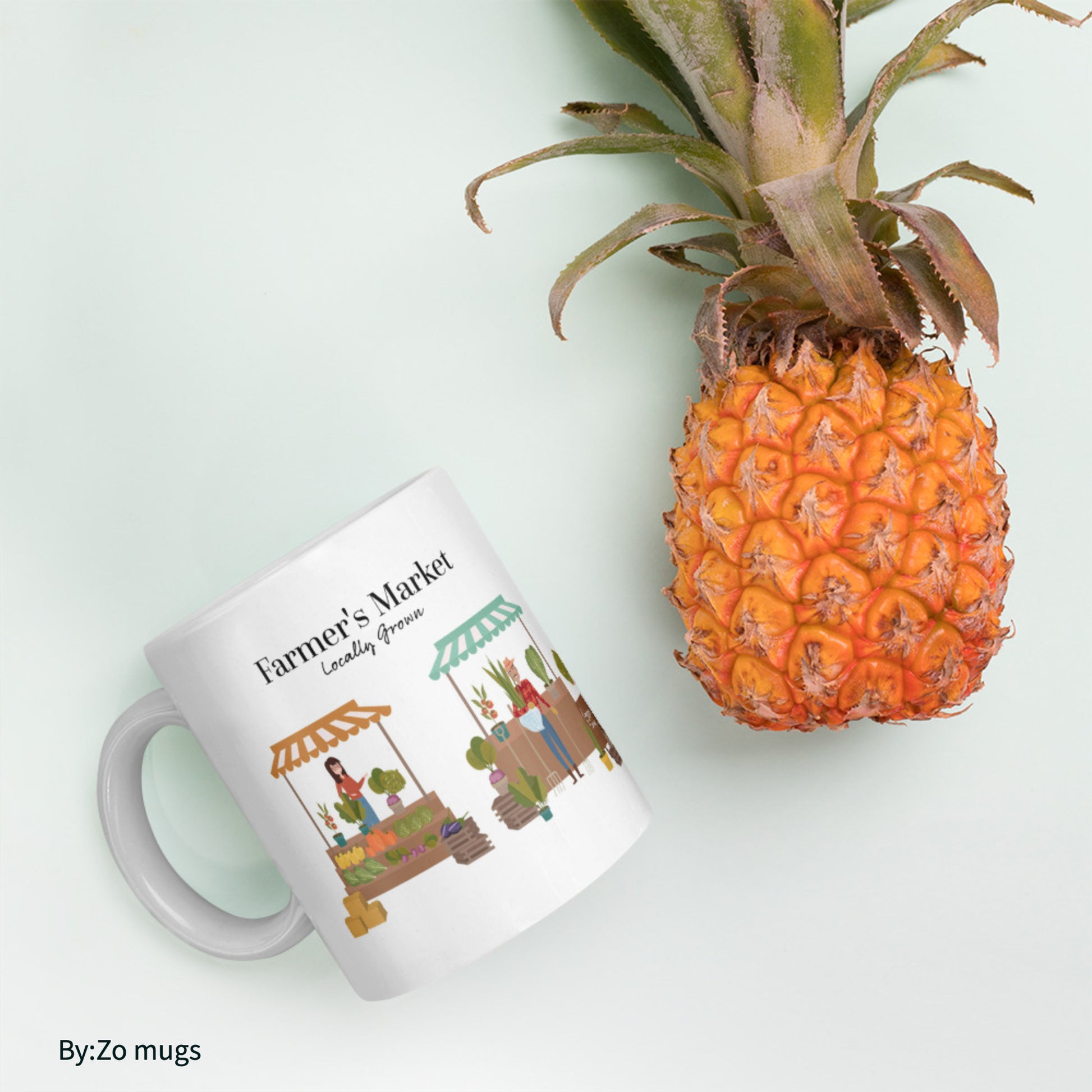 Organic Farmer's Market Locally Grown White glossy mug - By:Zo