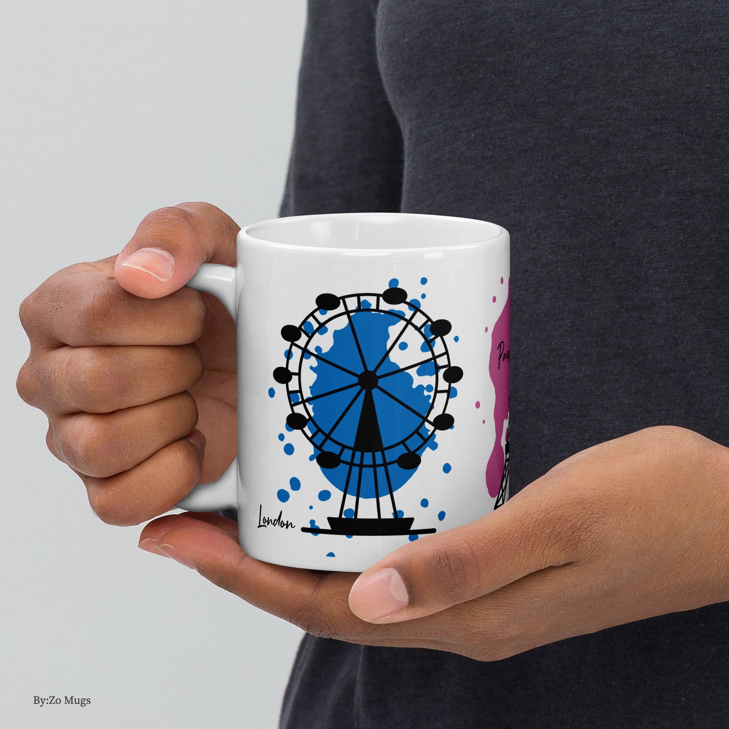 London Paris New York White Ceramic Mug - By:Zo