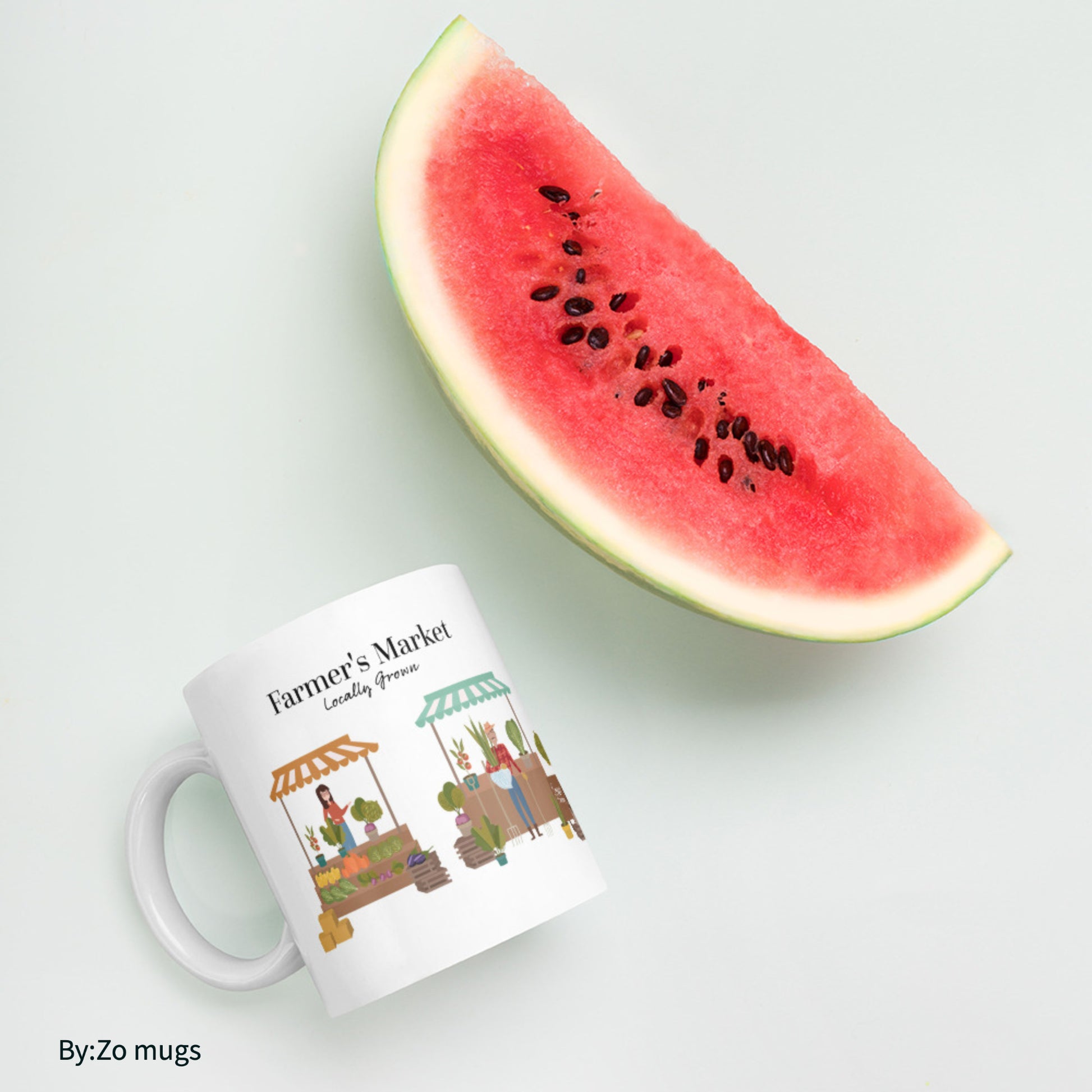 Organic Farmer's Market Locally Grown White glossy mug - By:Zo