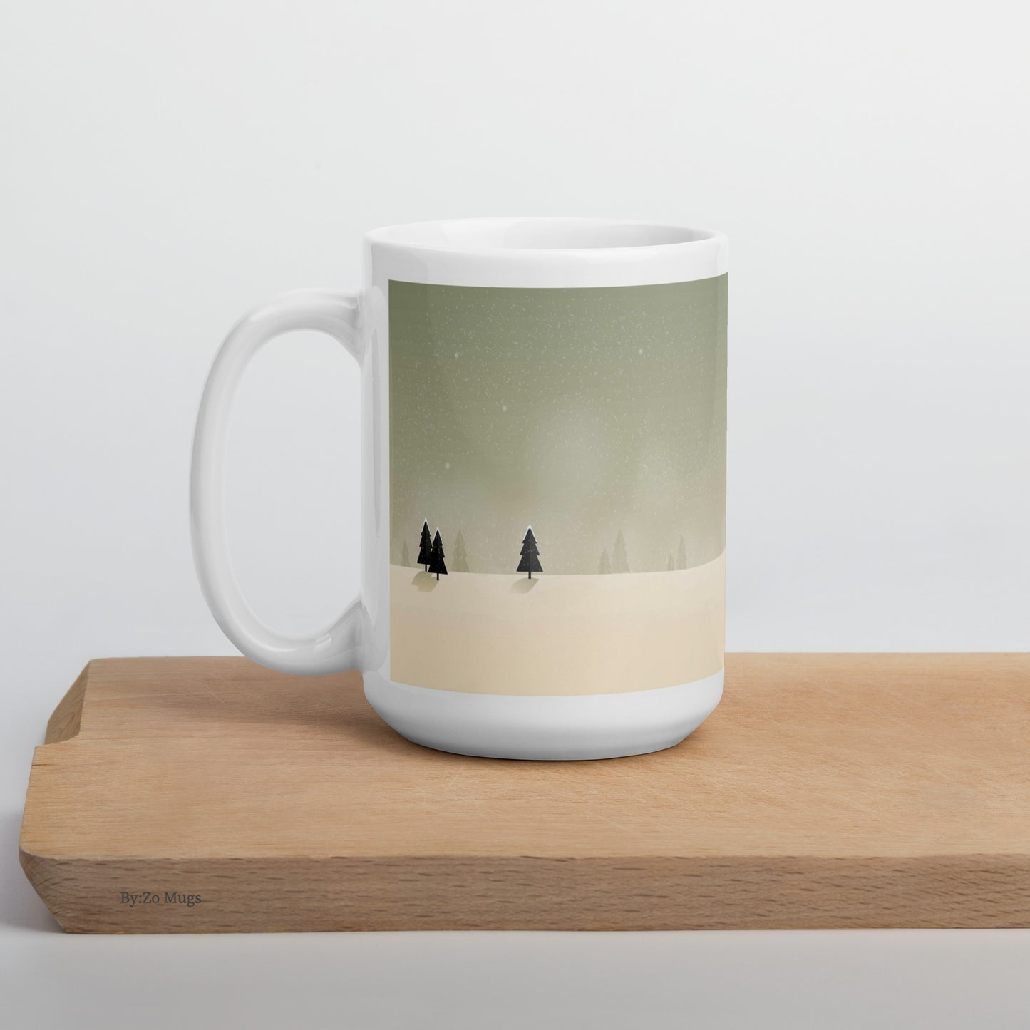 Winter Countryside Landscape White Ceramic Mug - By:Zo