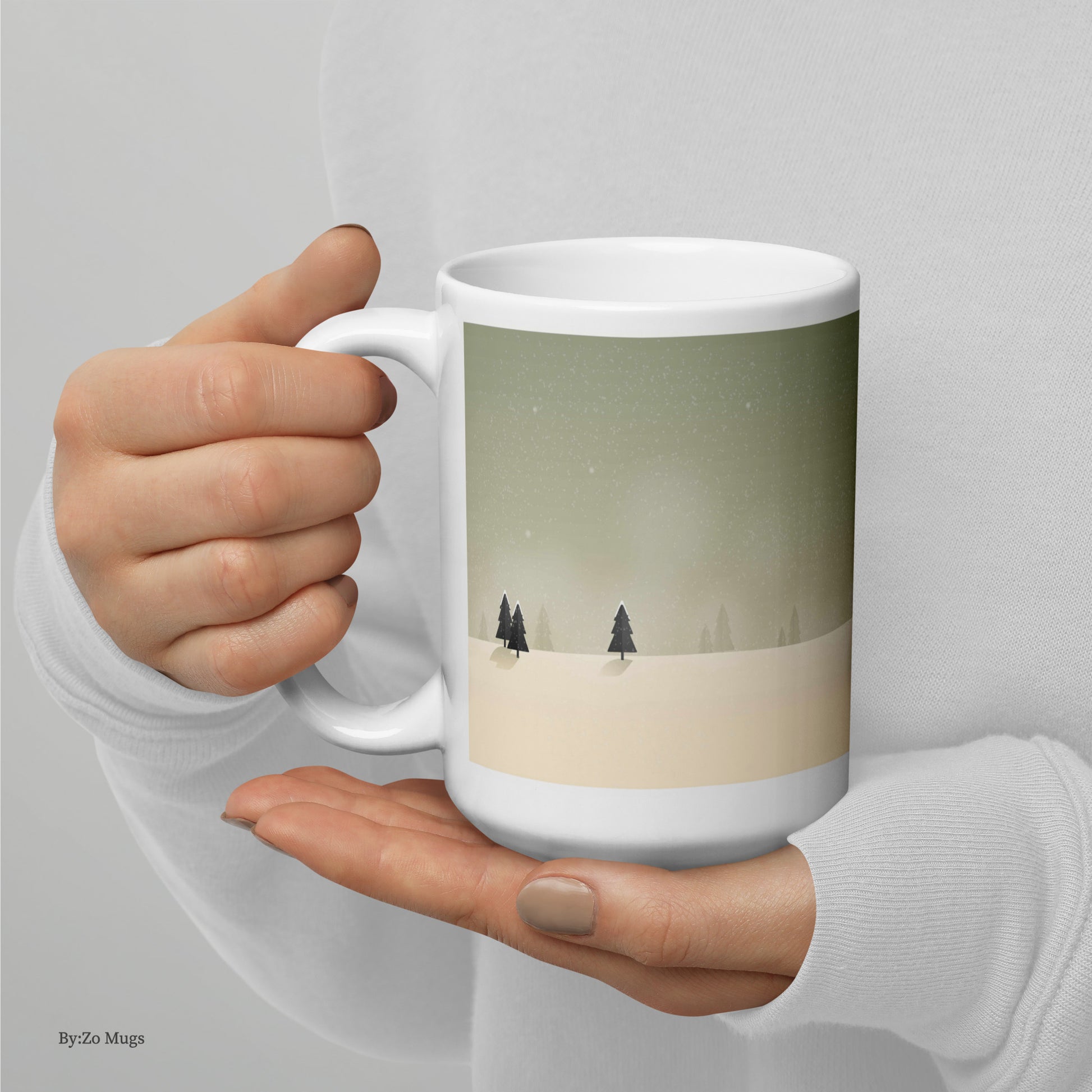 Winter Countryside Landscape White Ceramic Mug - By:Zo