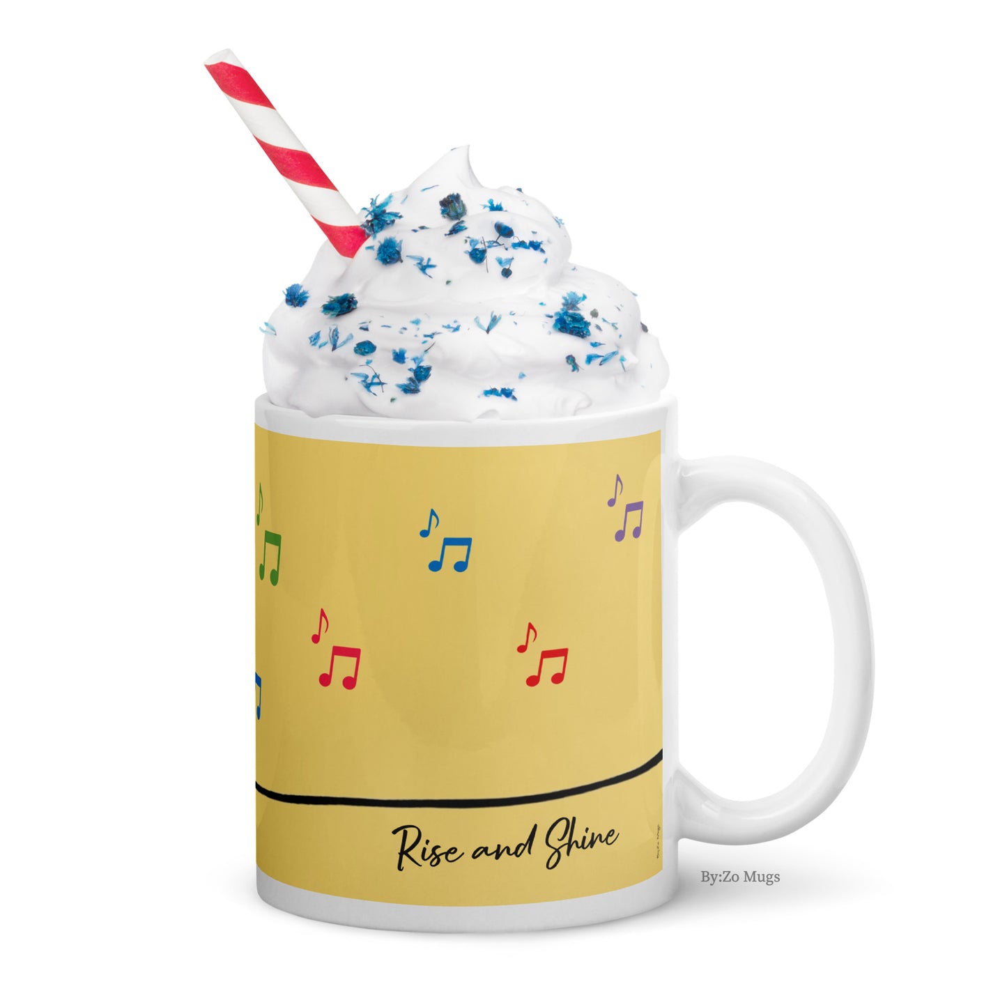 Singing Bird On A Wire Rise and Shine White Ceramic Mug - By:Zo