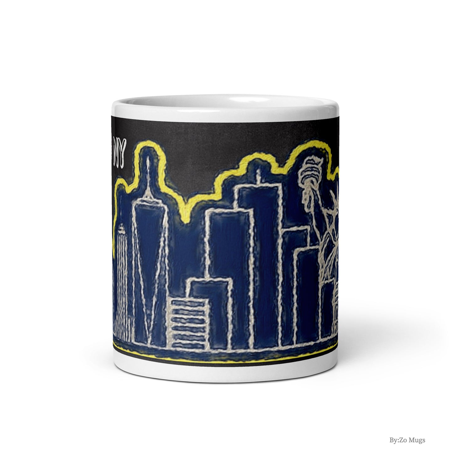 I Love New York Blackboard Background Artsy White Ceramic Mug - By:Zo