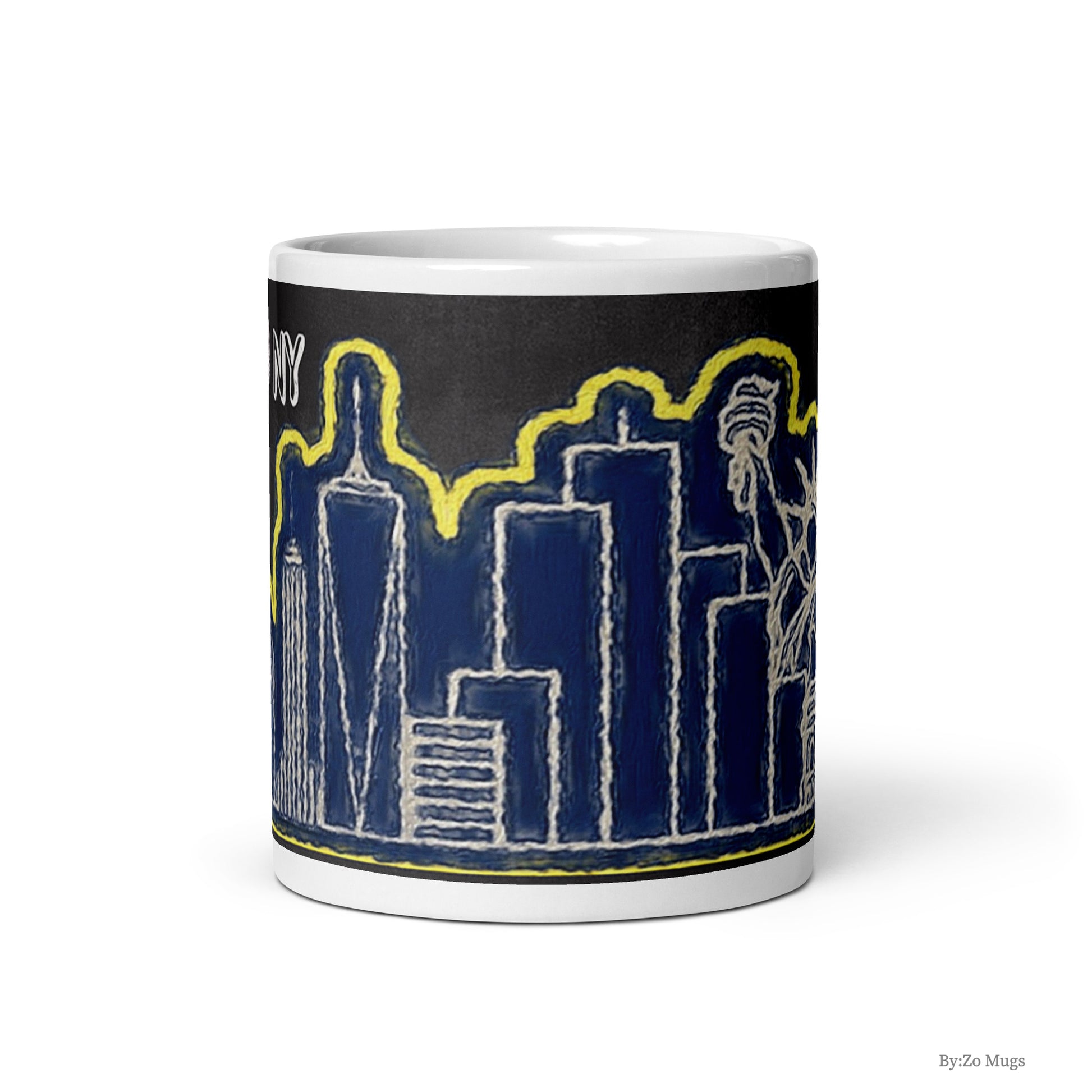 I Love New York Blackboard Background Artsy White Ceramic Mug - By:Zo