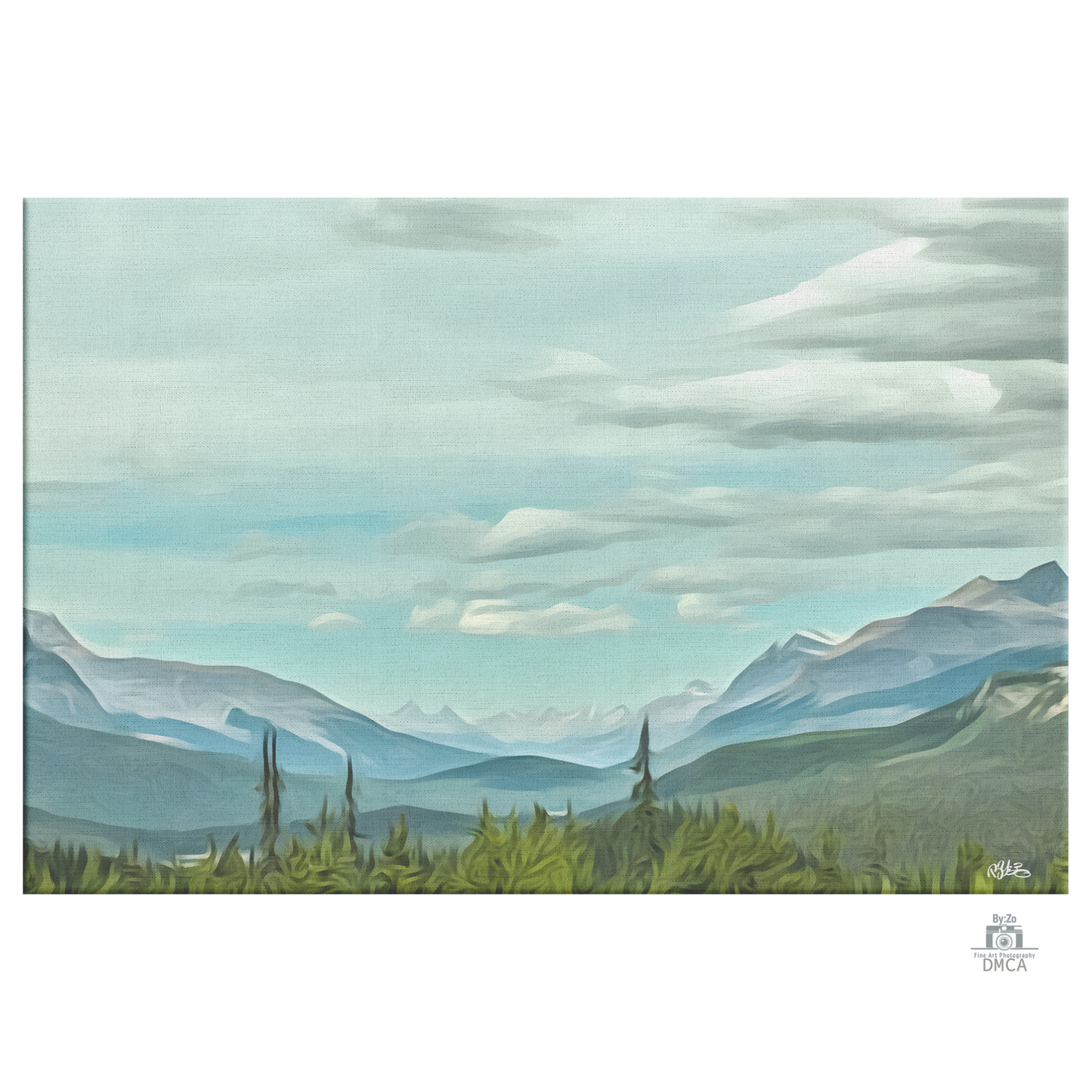 Landscape Canvas Print of Canadian Rocky Mountain derived from Original Photography. 