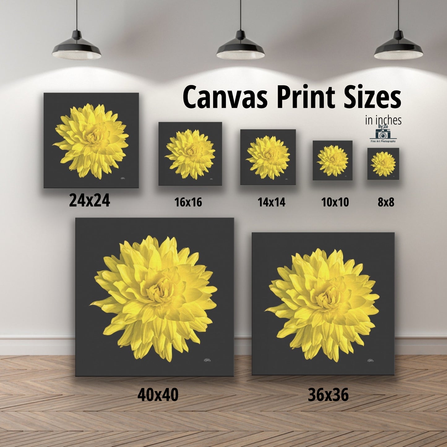 Dahlia Flower on Wrapped Canvas - By:Zo