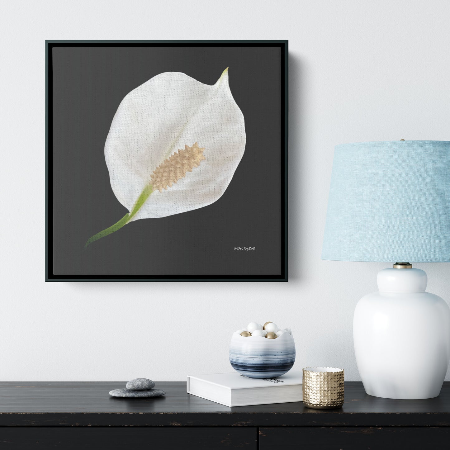 Peace Lily Giclee Print on Floating Framed Canvas Fine Art Photography Print  By:Zo® - By:Zo